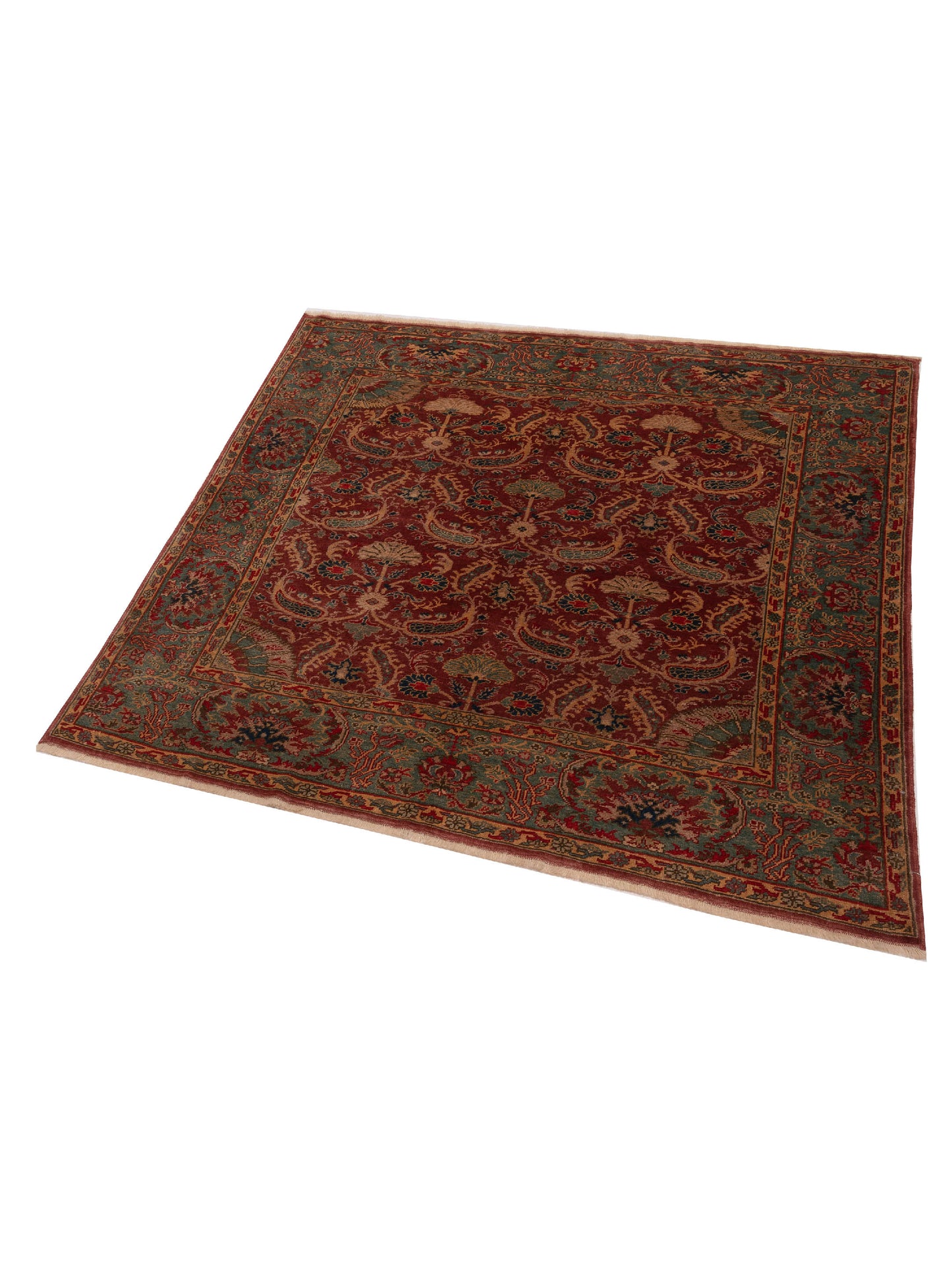 Antique Loom 147347 Red Blue 6.8x6.9 Hand Knotted Rug