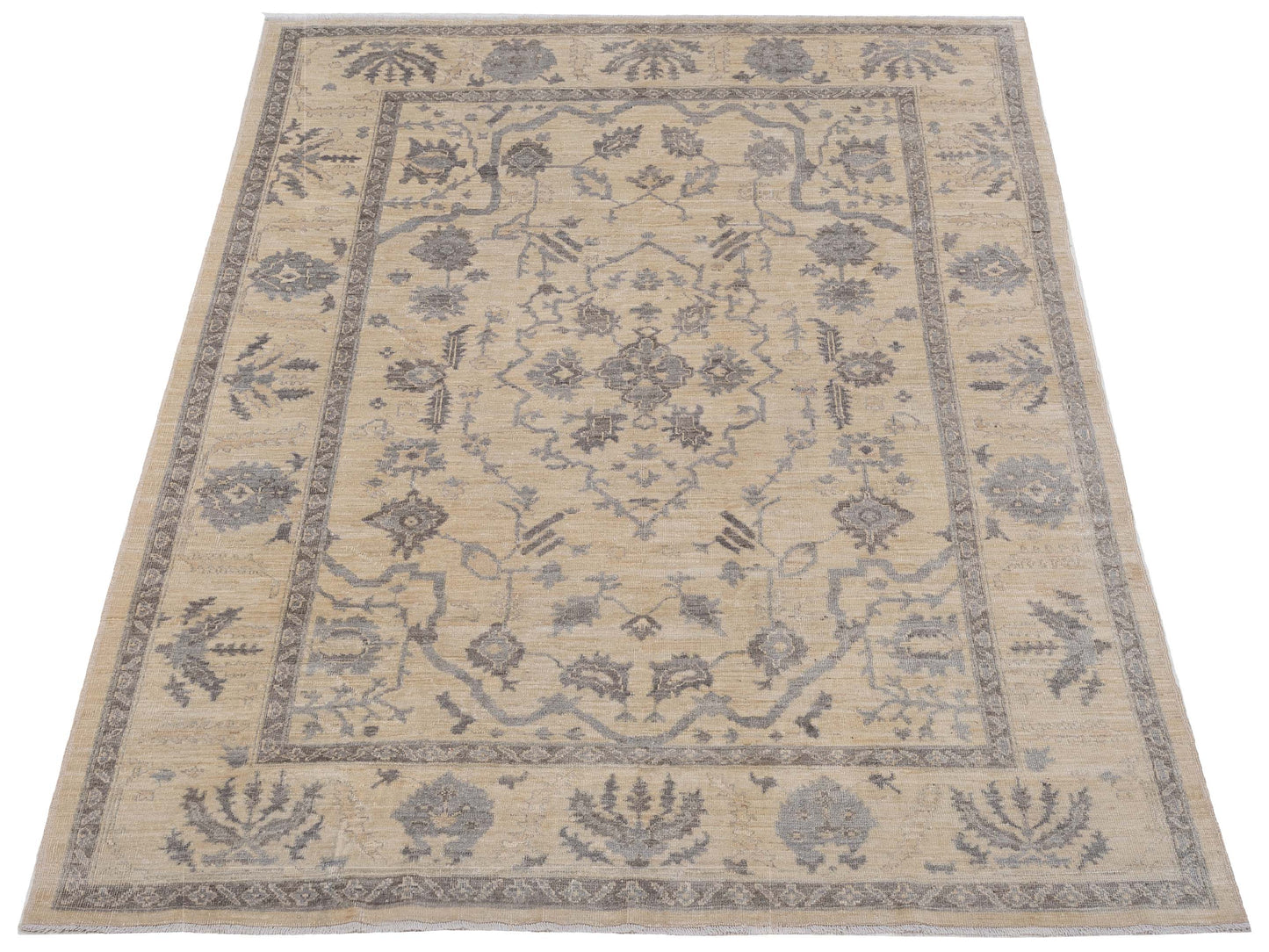 Anadol Oushak 125941 Ivory Ivory 9x11.9 Hand Knotted Rug