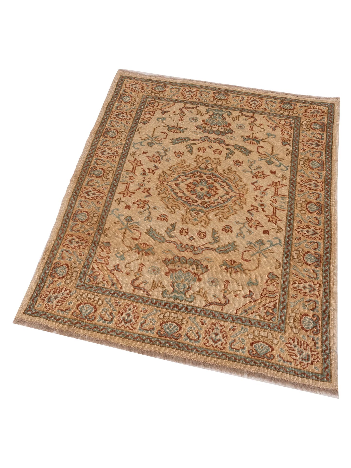 Anadol Oushak 129716 Beige Beige 4.1x5.7 Hand Knotted Rug