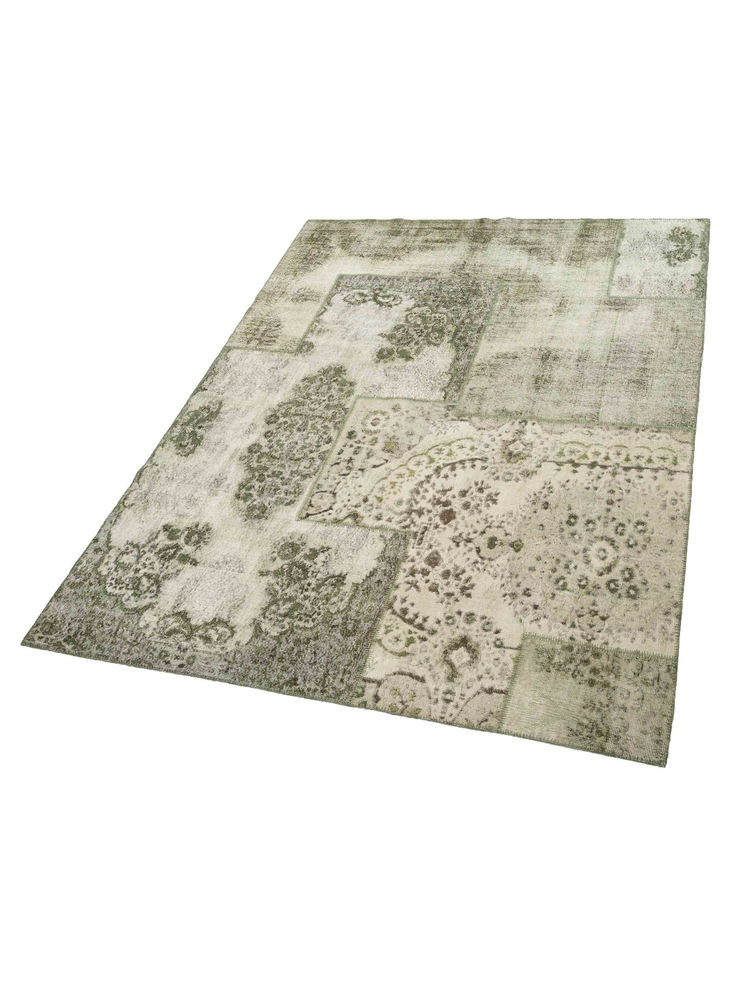 Turkish Vestige Patchwork 146029 Green 9.1x12 Hand Knotted Rug