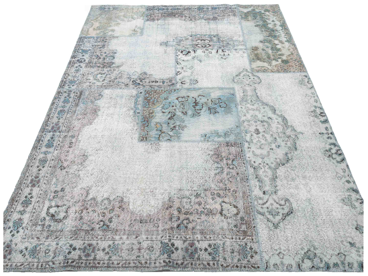 Turkish Vestige Patchwork 130962 Light Blue 9.1x12 Hand Knotted Rug