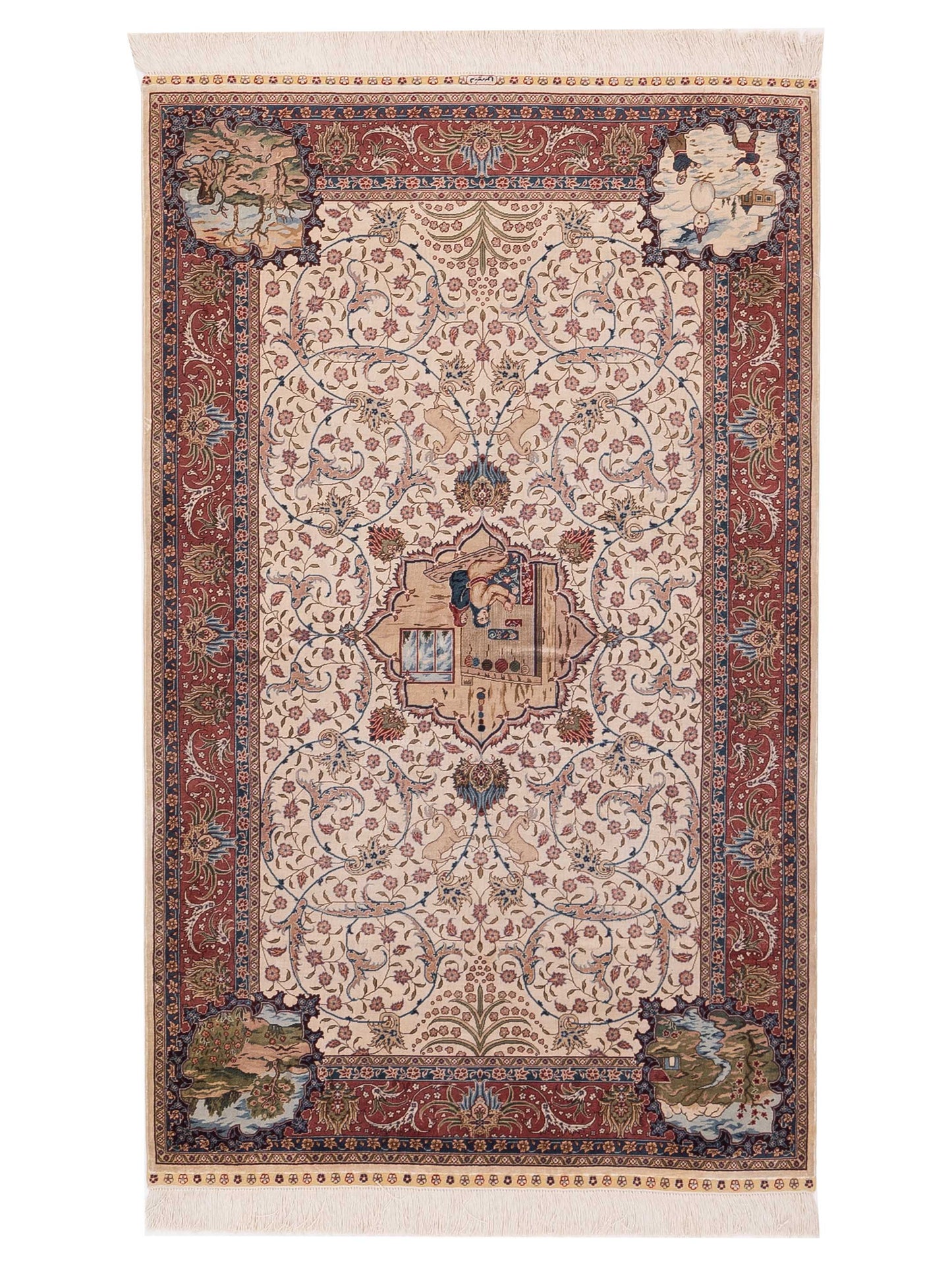 Pasha Pure Silk  Ivory Pink Traditional