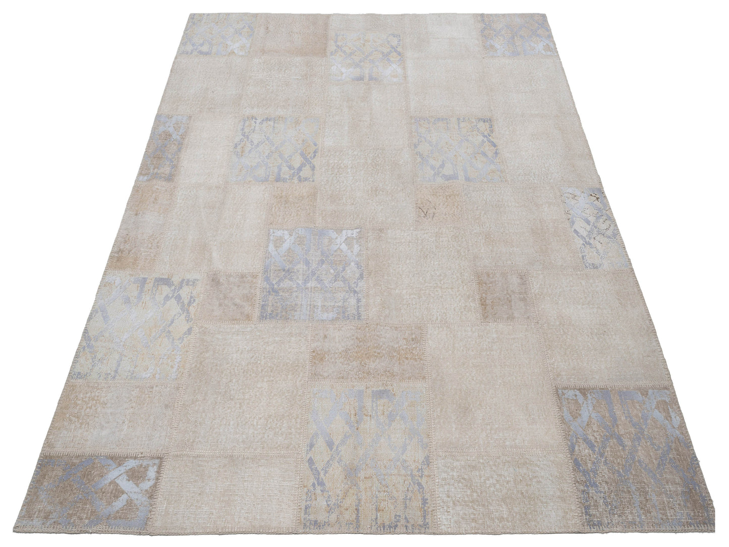 Turkish Vestige Patchwork 142791 Natural 8.2x9.9 Hand Knotted Rug