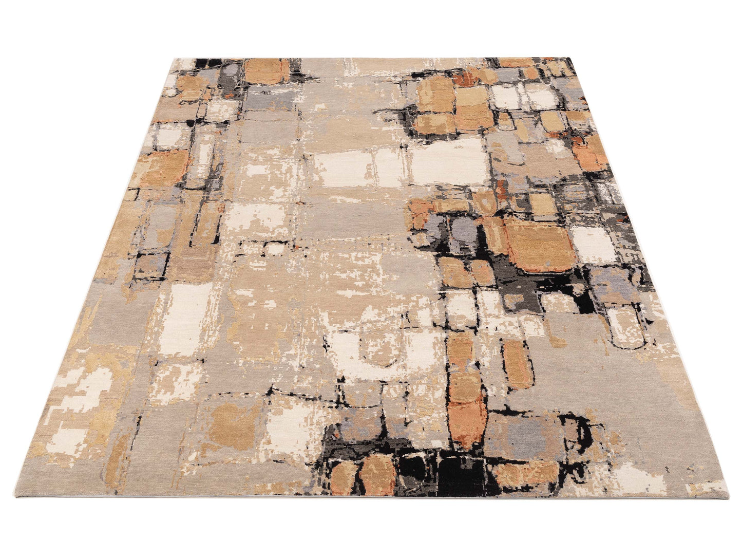 Dazzling 151883 Beige Black 8x10 Hand Knotted Rug