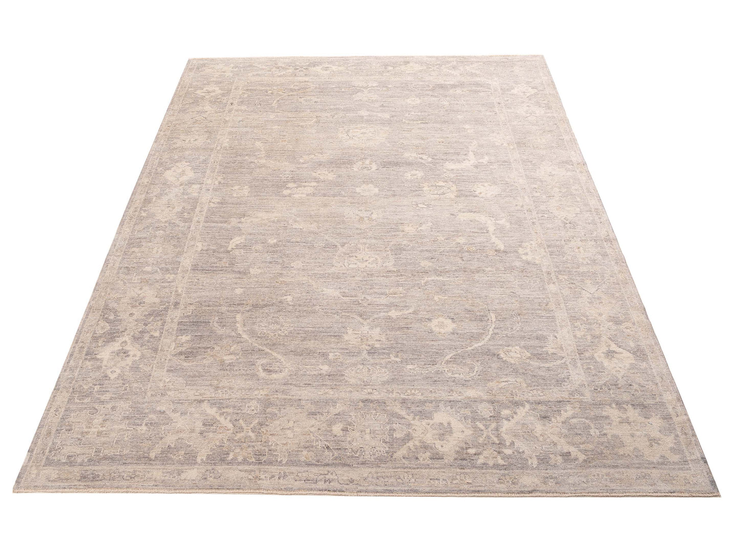 Angora Oushak 156071 Gray Gray 10.1x13.8 Hand Knotted Rug