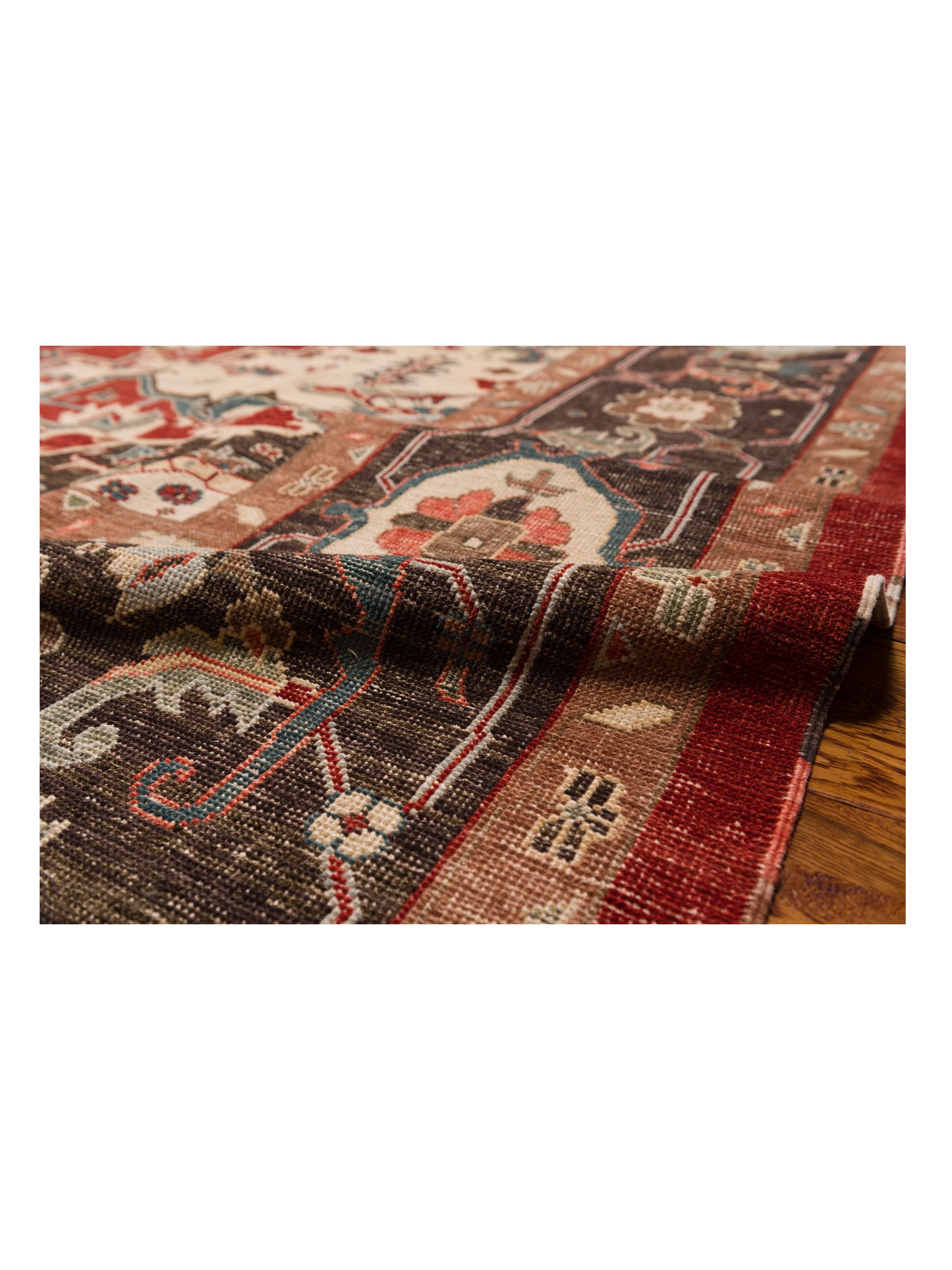 Angora Oushak 144658 Red Dark Brown 13x17.4 Hand Knotted Rug