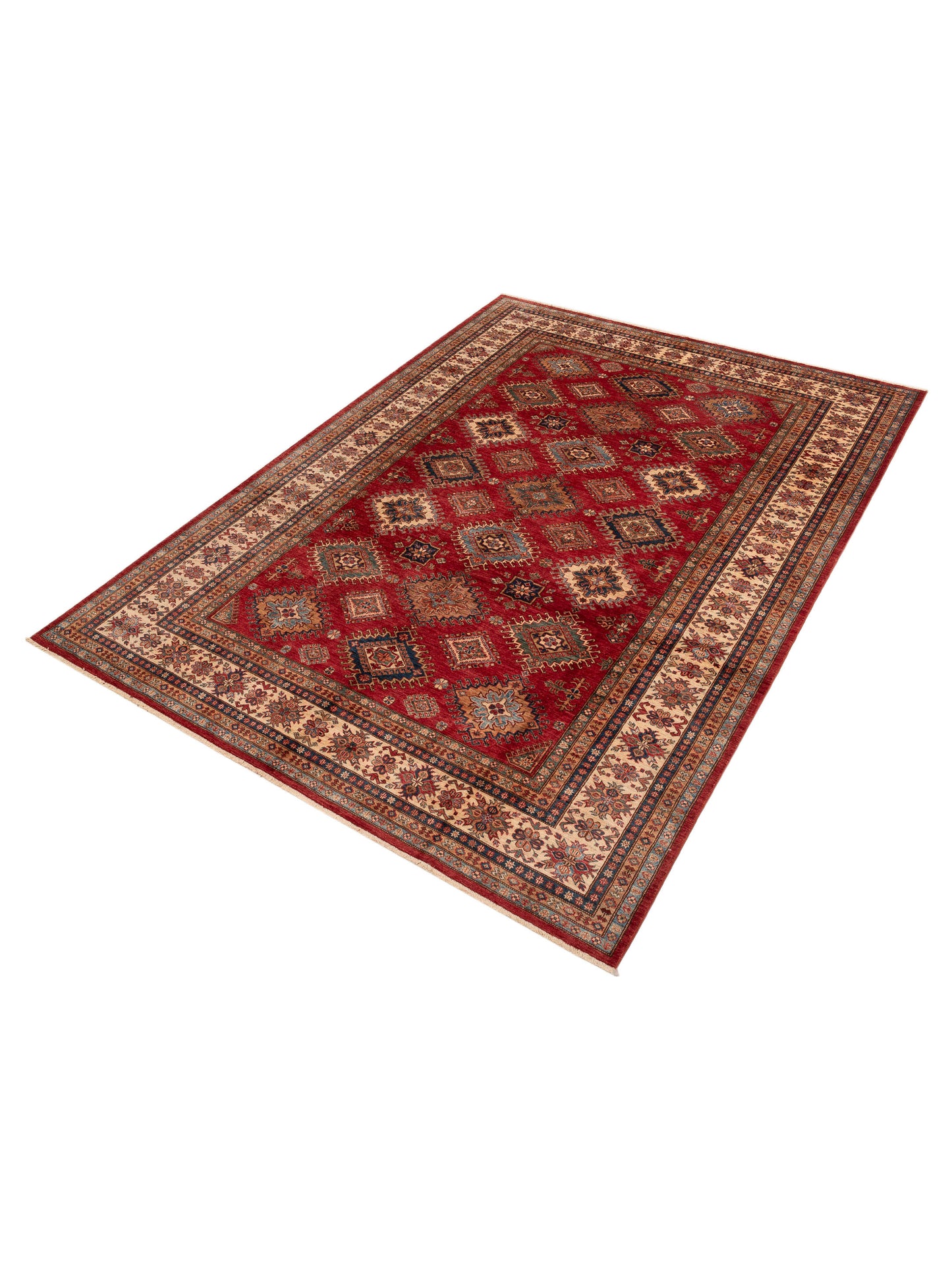 Artisan Kazak 152001 Red Ivory 8.6x11.7 Hand Knotted Rug