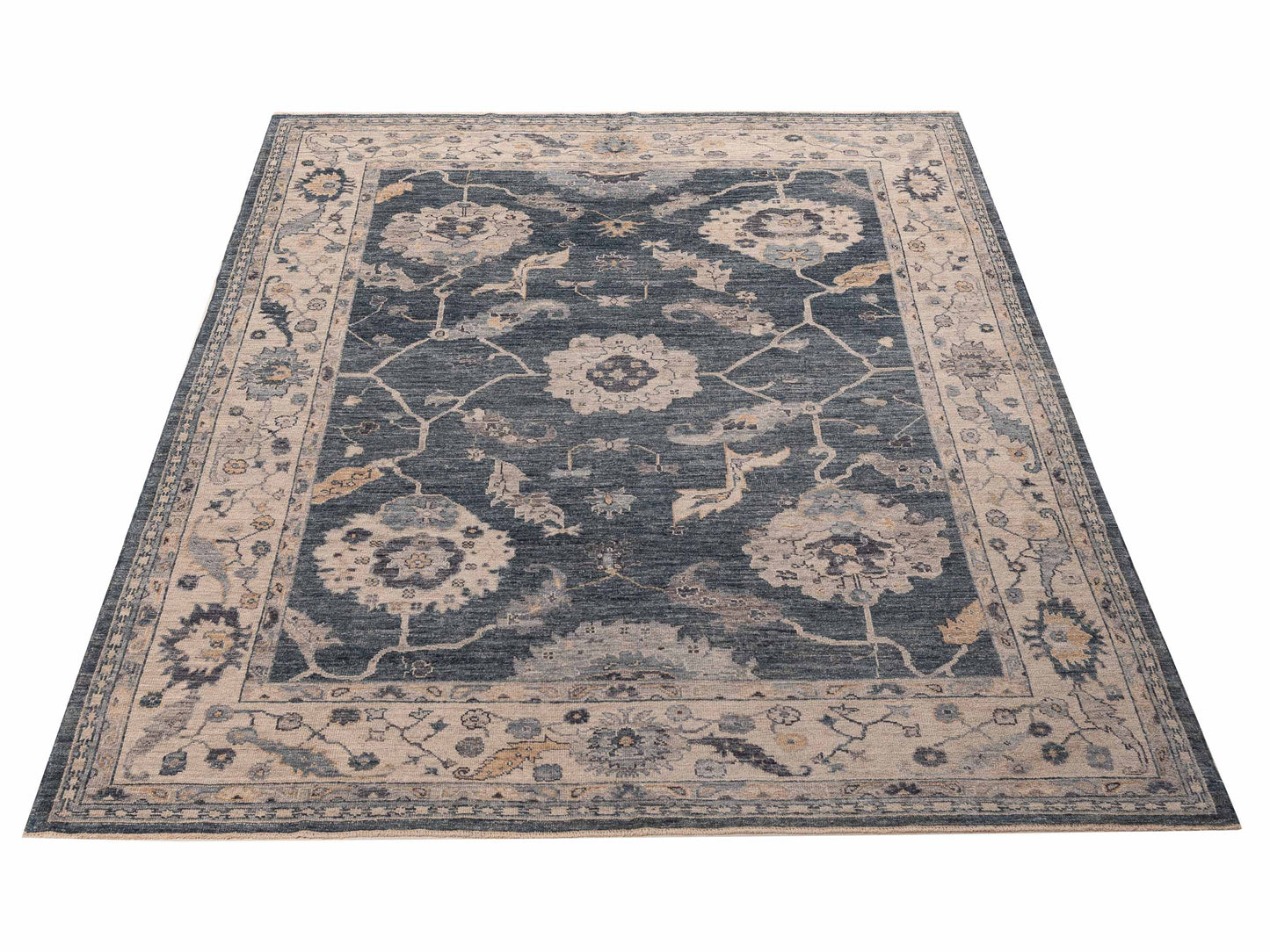 Angora Oushak 156029 Blue Ivory 9.1x11.2 Hand Knotted Rug