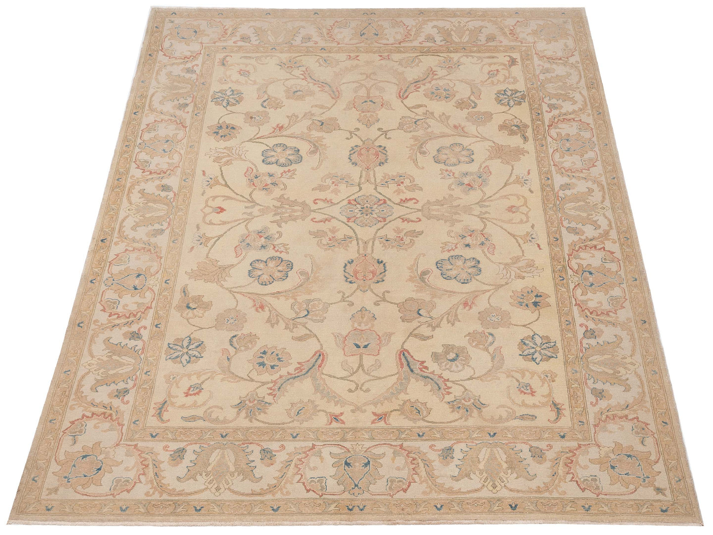 Turkish Elvan 75445 Ivory Ivory 9x11.1 Hand Knotted Rug