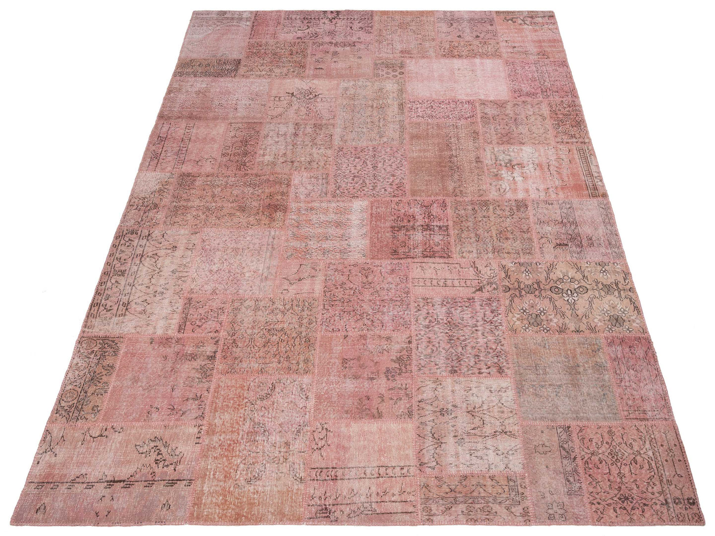 Turkish Vestige Patchwork 149175 Pink 10x13.11 Hand Knotted Rug