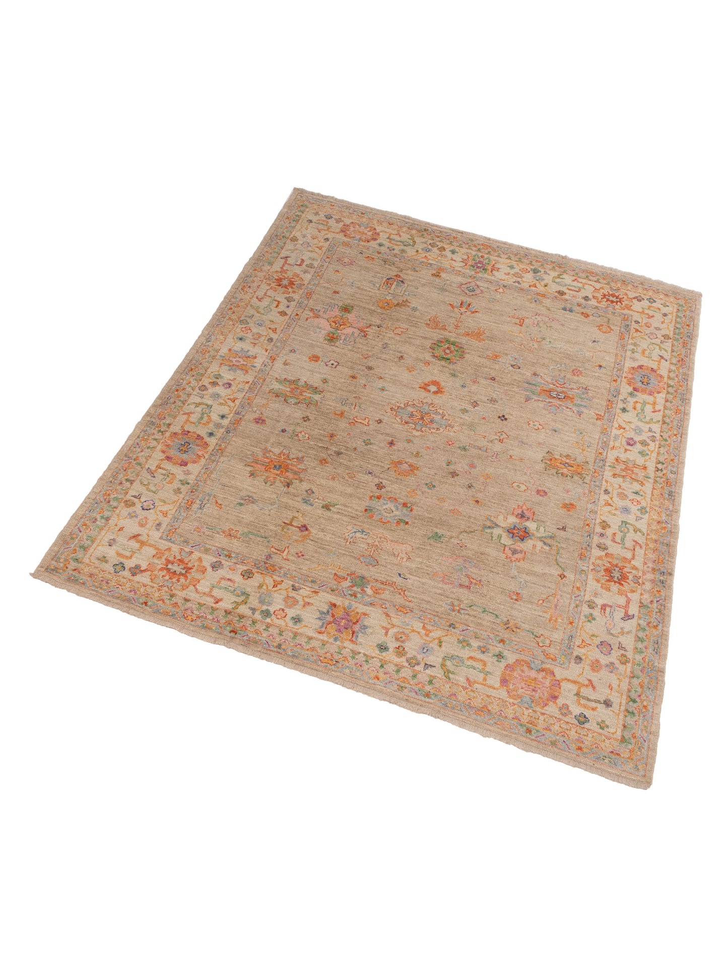 Angora Oushak 148291 Gray Ivory 8.3x9.8 Hand Knotted Rug