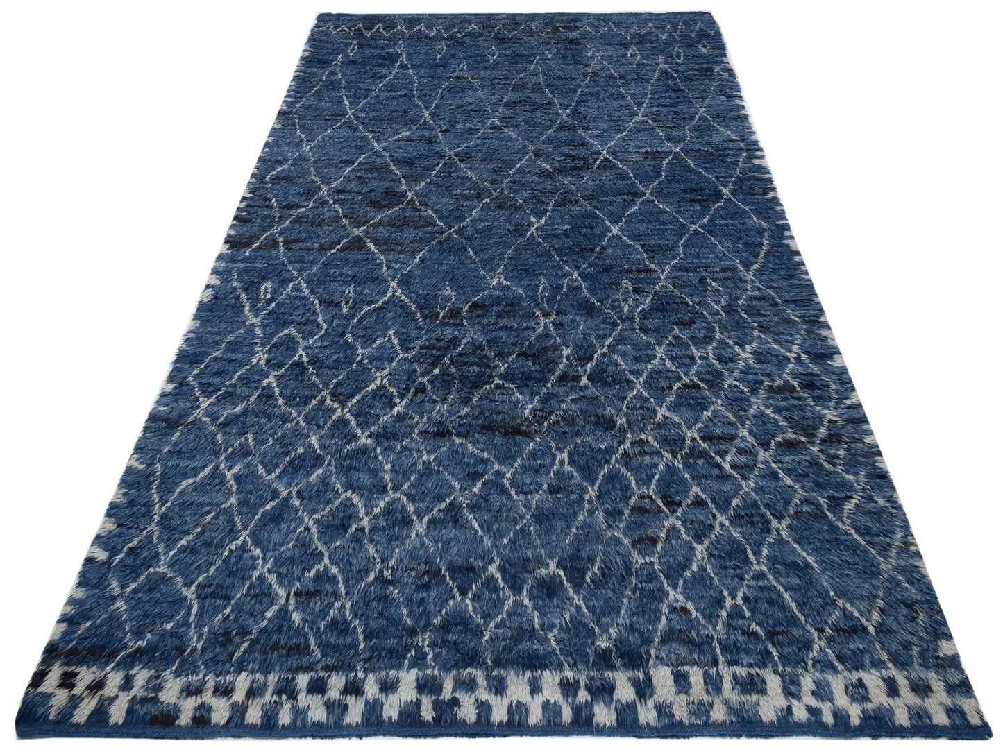 Berber Aspendos Dark Blue Silver 10x14 Hand Knotted Rug
