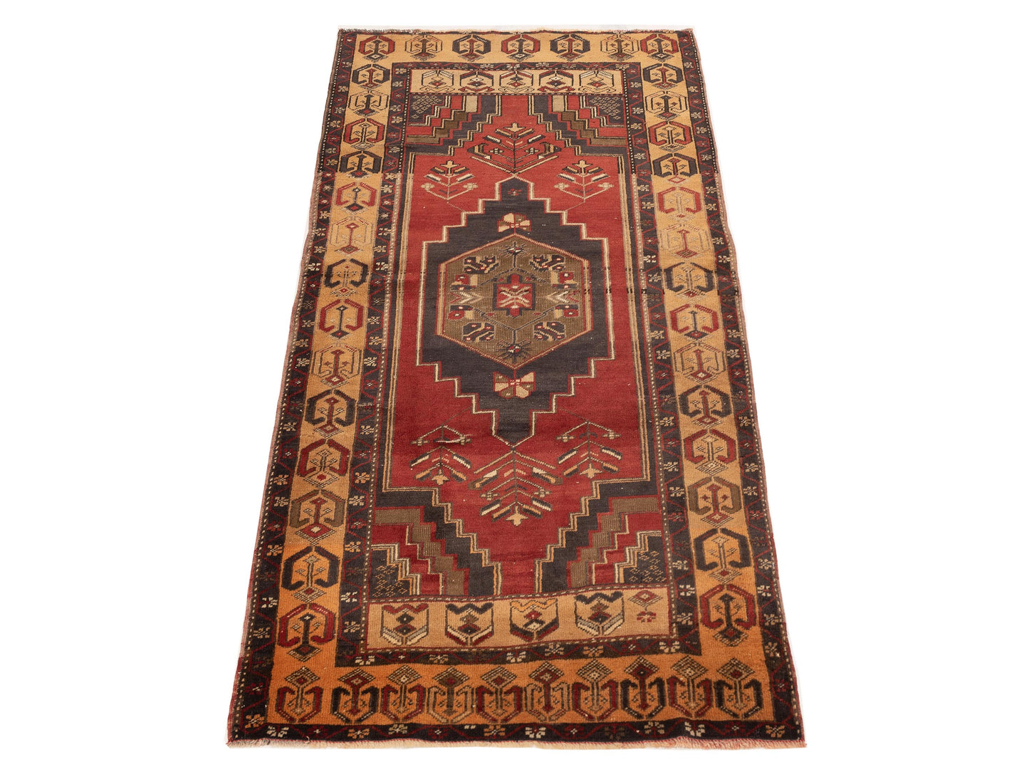 Old Anatolian 148506 Red Gold 3.9x7.1 Hand Knotted Rug