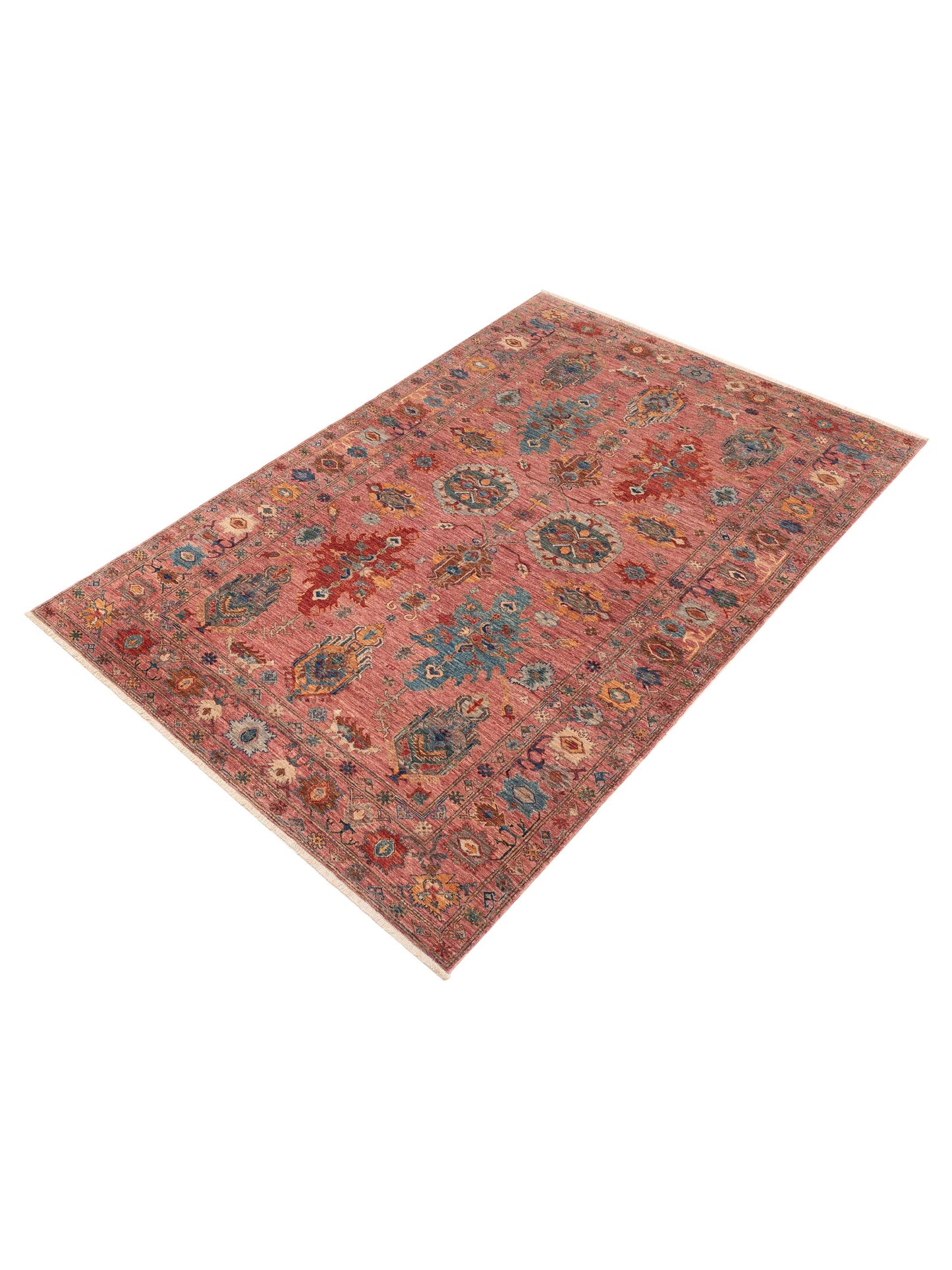Artisan Kazak 152833 Pink Pink 6.8x9.11 Hand Knotted Rug