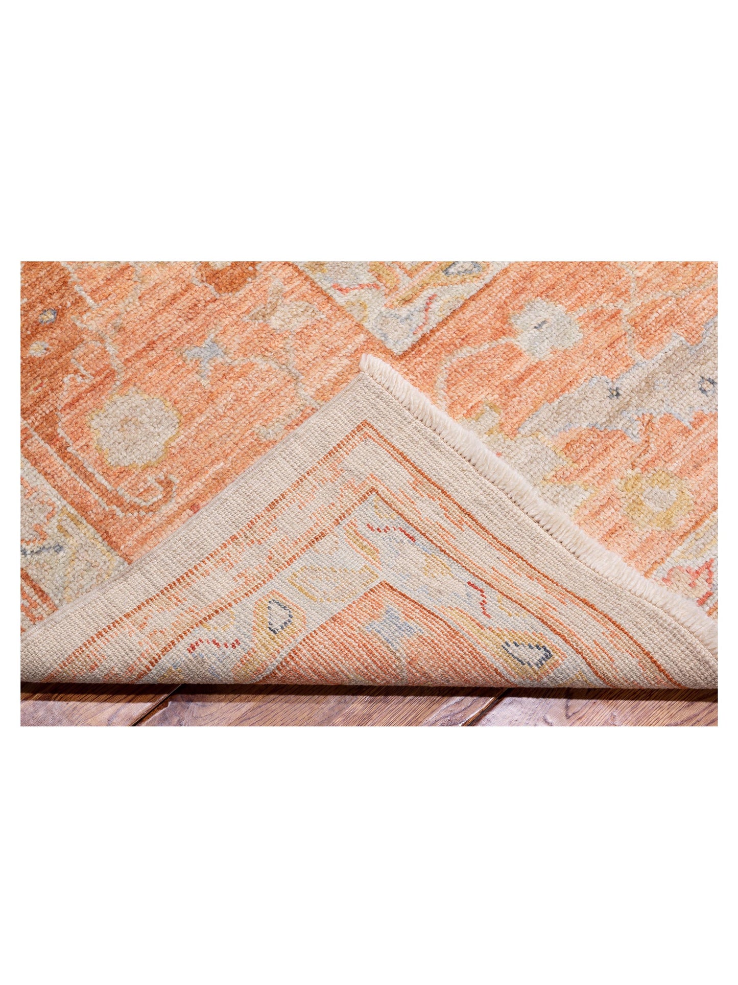 Angora Oushak 148206 Ivory Pink 11.8x14.5 Hand Knotted Rug