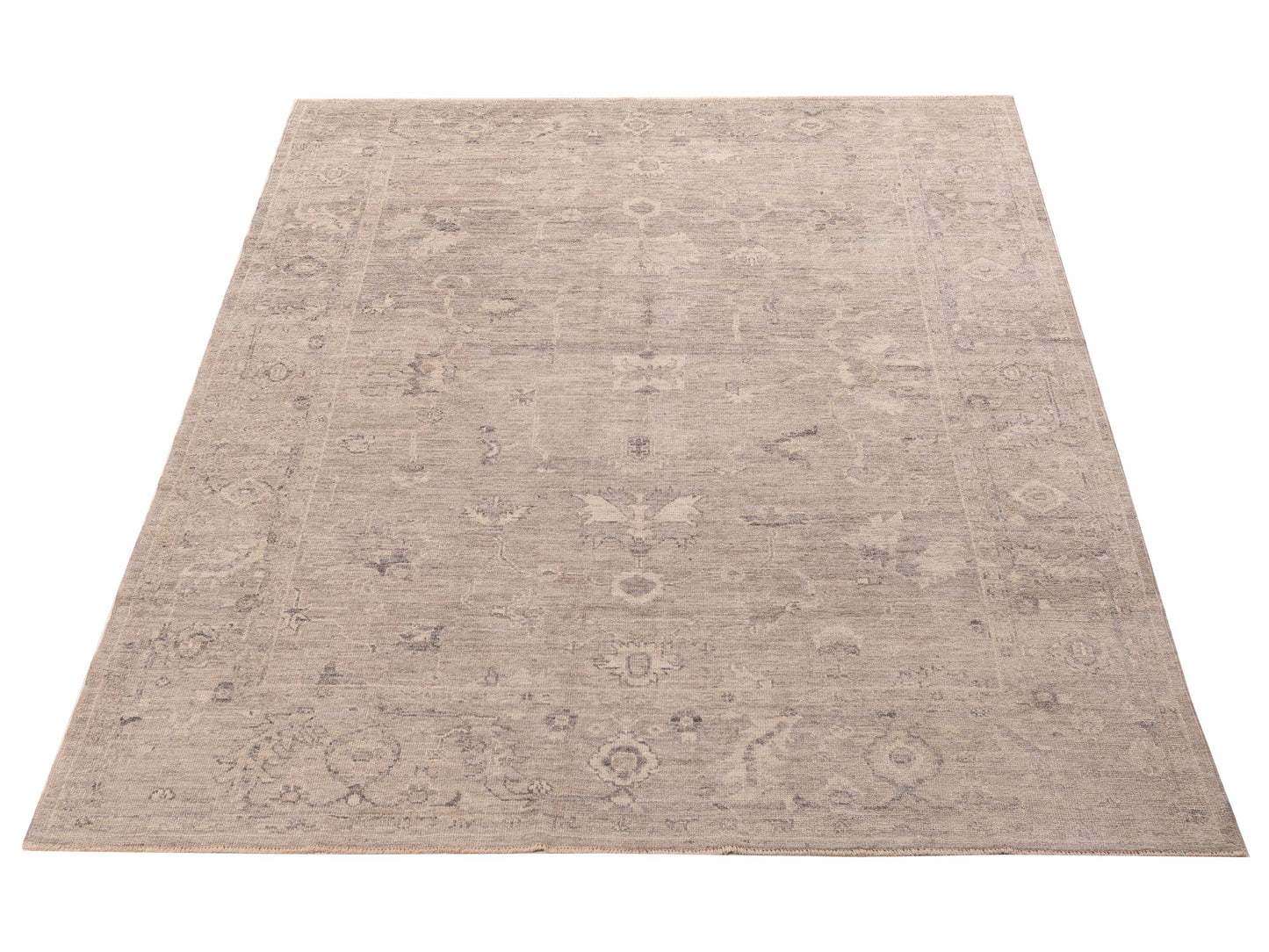 Angora Oushak 156016 Gray Gray 8.1x10.1 Hand Knotted Rug