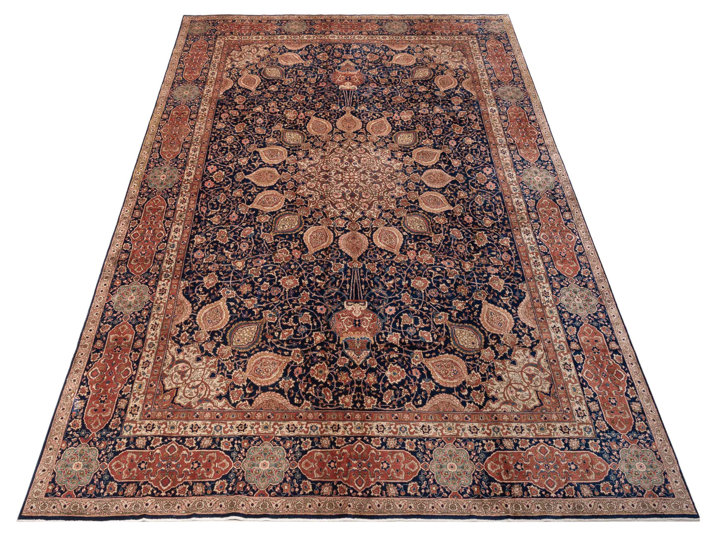 Persian 154296 Blue Blue 11.3x15.5 Hand Knotted Rug