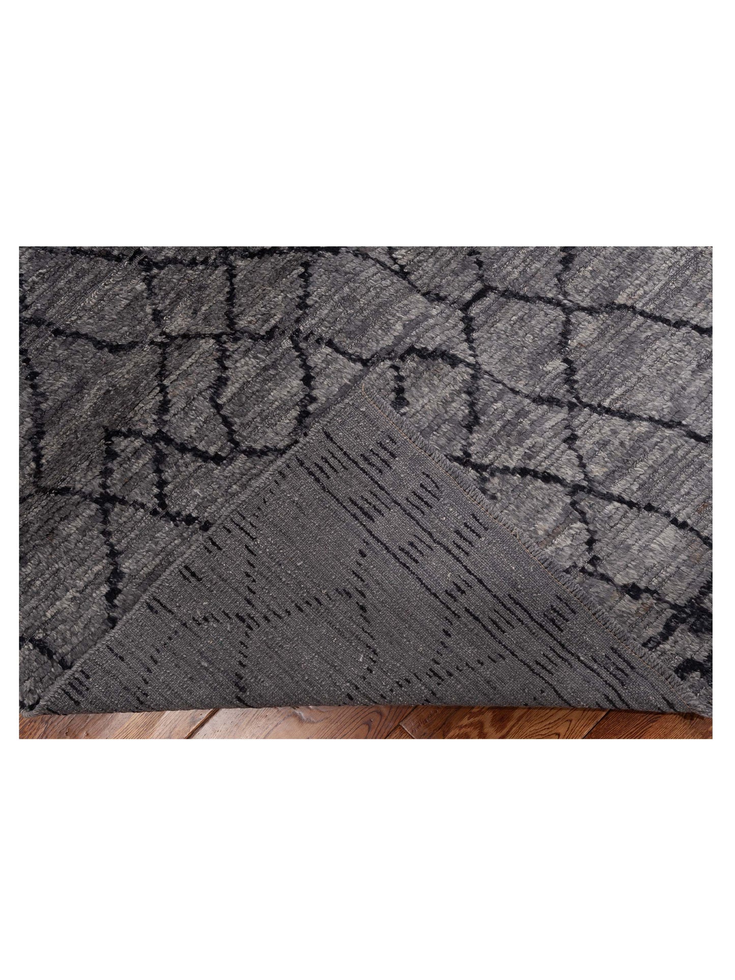 Berber Aspendos Gray Black 8.2x11.1 Hand Knotted Rug