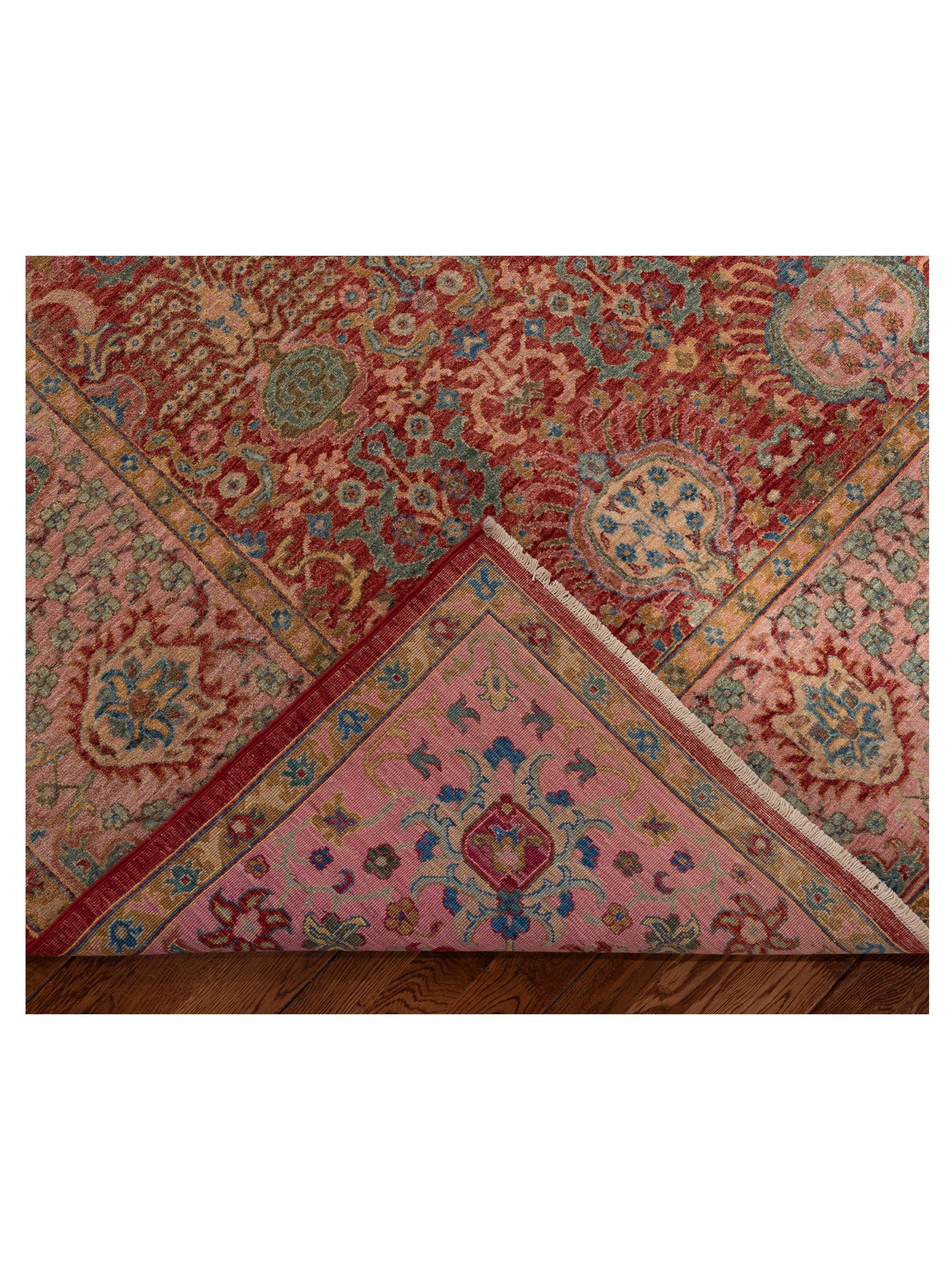 Akcha 152775 Red Pink 8.11x12.7 Hand Knotted Rug