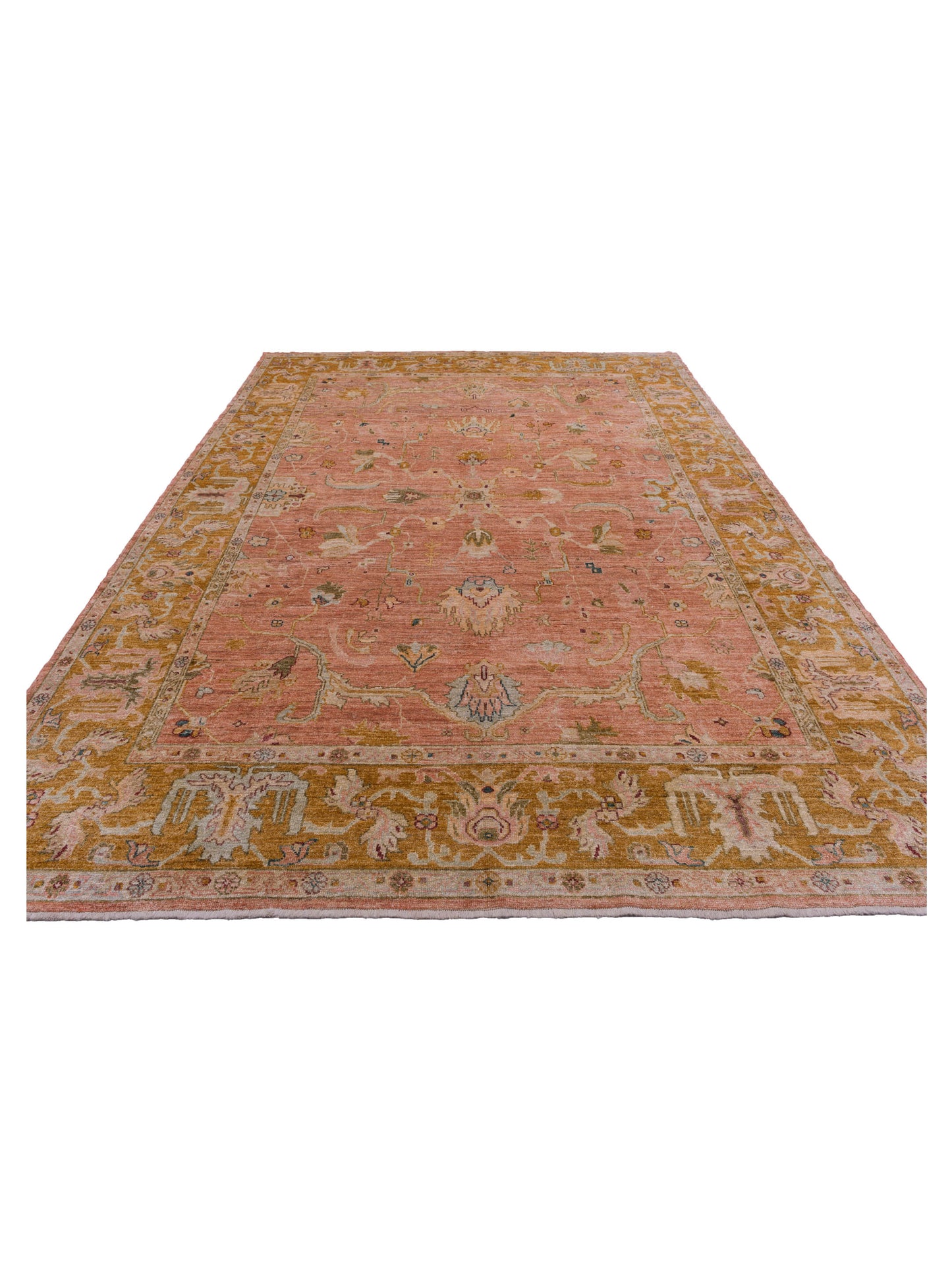 Angora Oushak 144546 Pink Mustard 10.7x14.5 Hand Knotted Rug