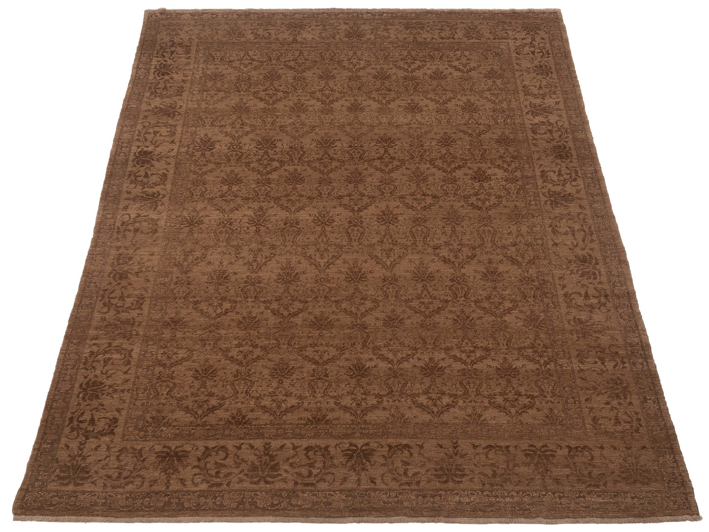 Defne Begonia Dark Brown Brown 9.4x11.11 Hand Knotted Rug