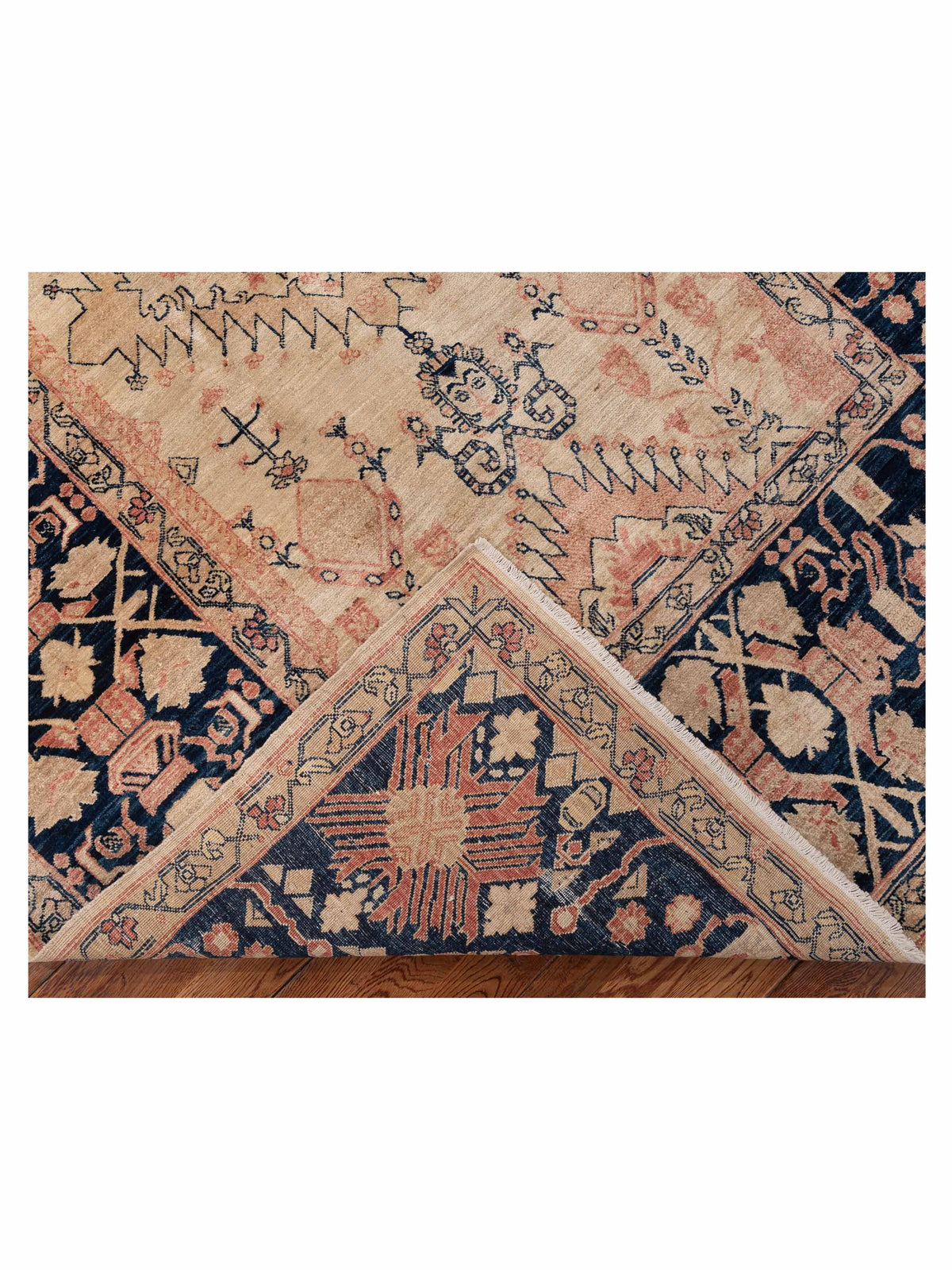 Akcha 154318 Beige Blue 5.5x8.1 Hand Knotted Rug