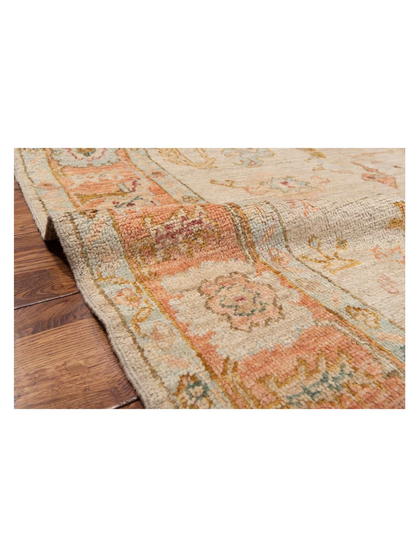 Angora Oushak 129883 Ivory Pink 6.3x13.9 Hand Knotted Rug
