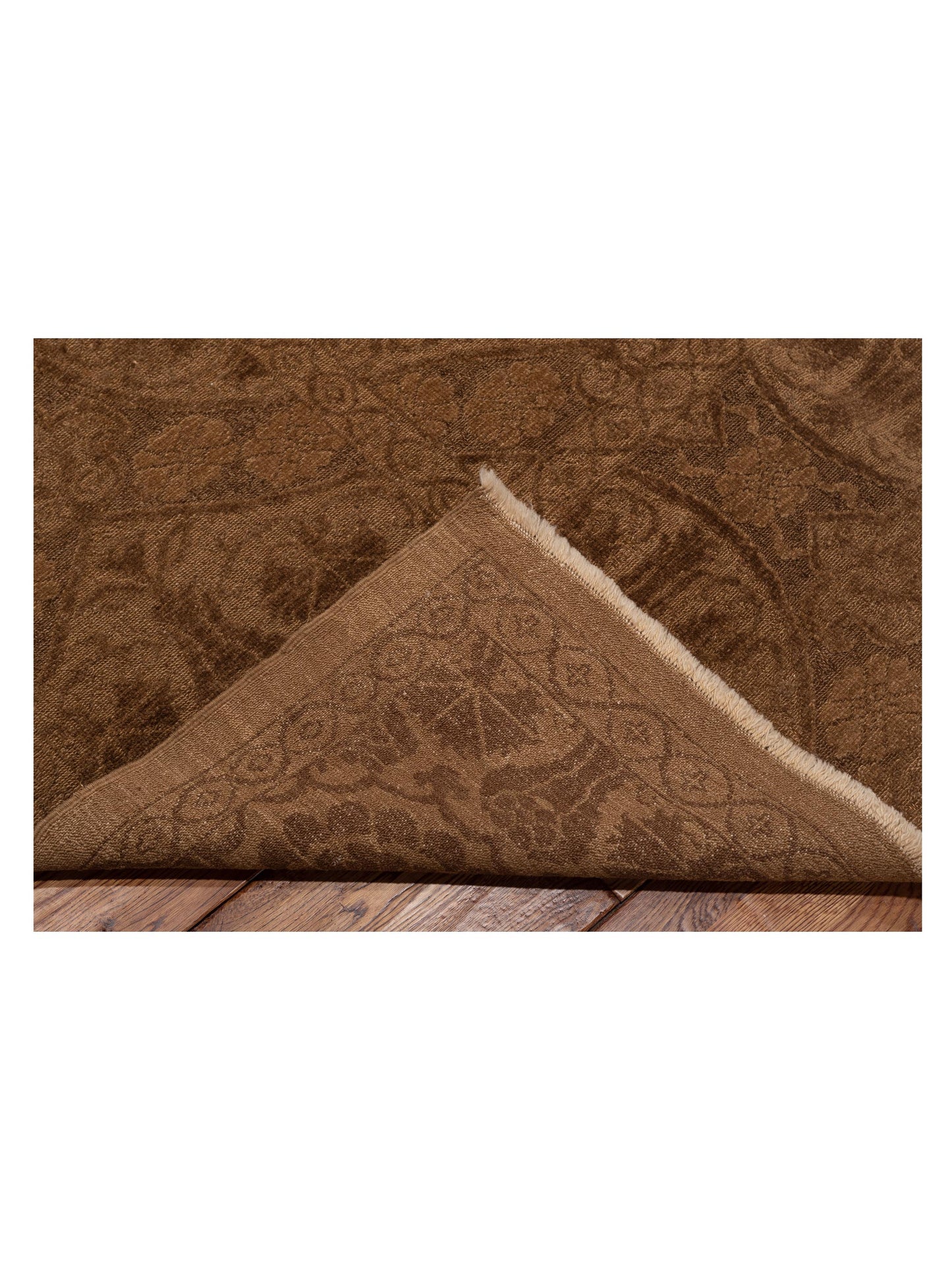 Defne Lotus Brown Dark Brown 10.6x13.8 Hand Knotted Rug