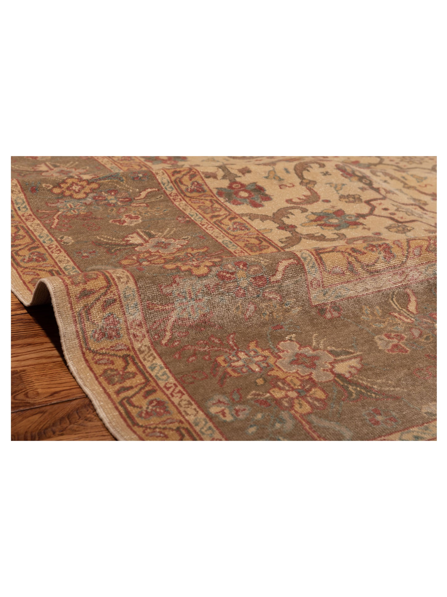 Defne Nurdan Beige Green 9.5x12.7 Hand Knotted Rug