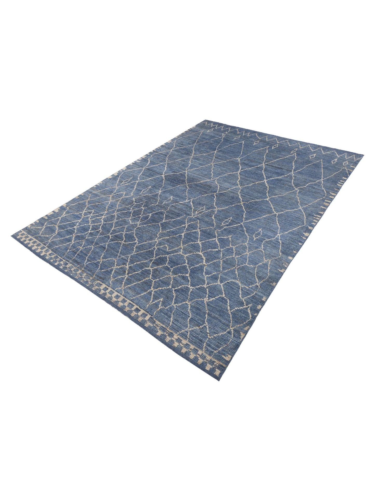 Berber Aspendos Blue Ivory 10.4x14 Hand Knotted Rug