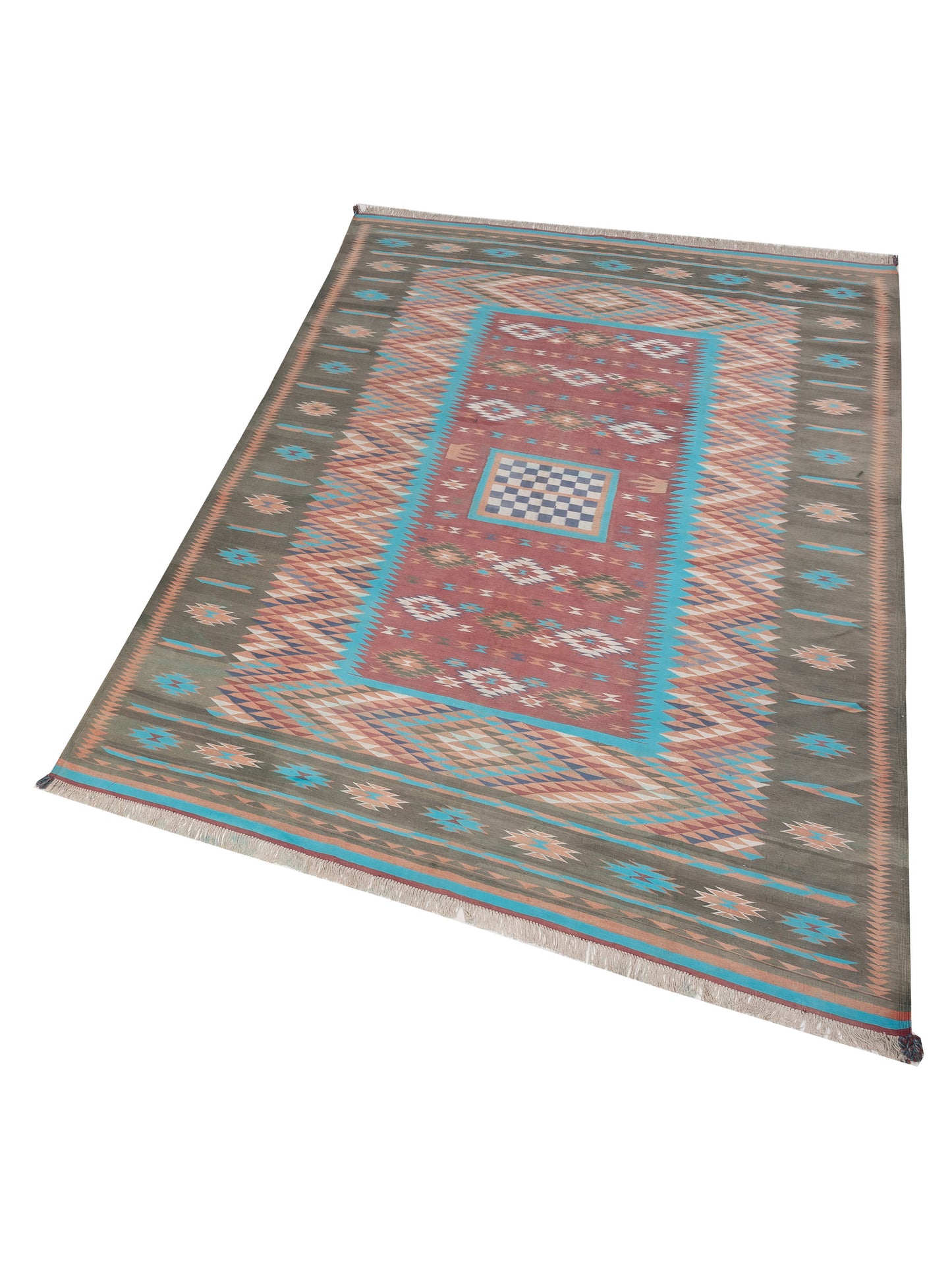 Old Afghan Dhurrie 25990 Multi 9.2x13 Hand Woven Rug