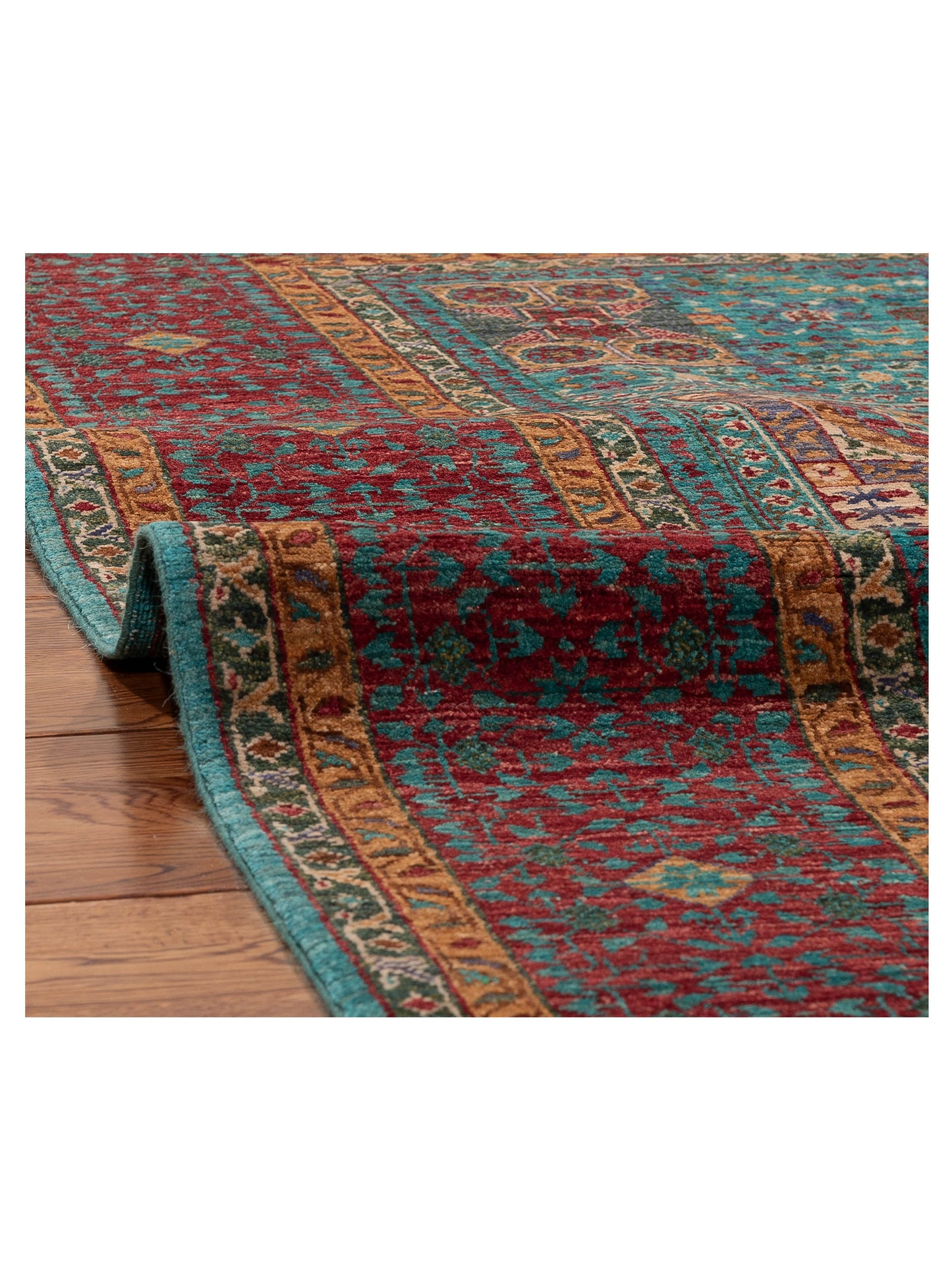 Artisan Mamluk 154748 Blue Red 5.9x7.10 Hand Knotted Rug
