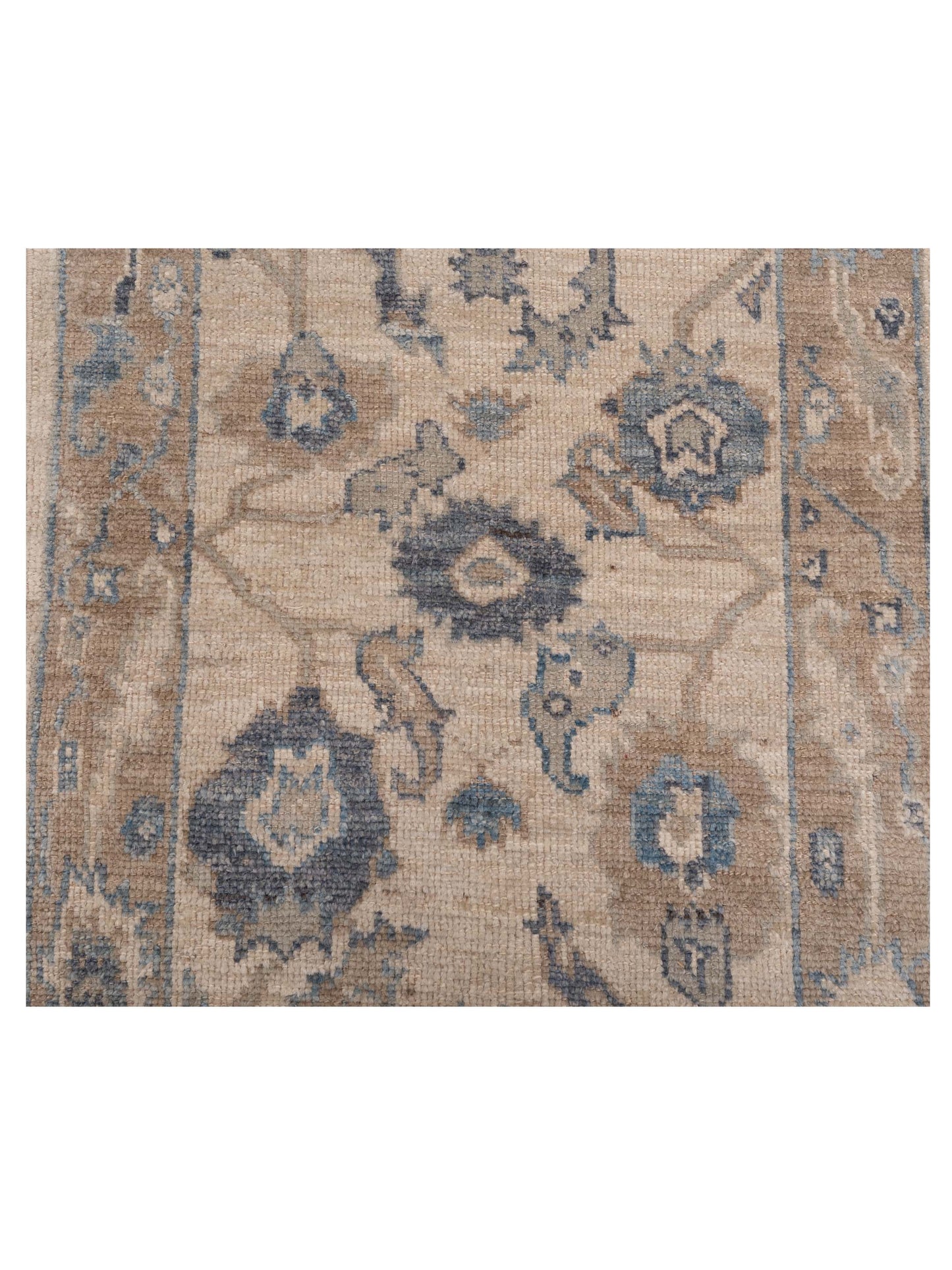 Angora Oushak 150211 Ivory Brown 2.7x13.5 Hand Knotted Rug