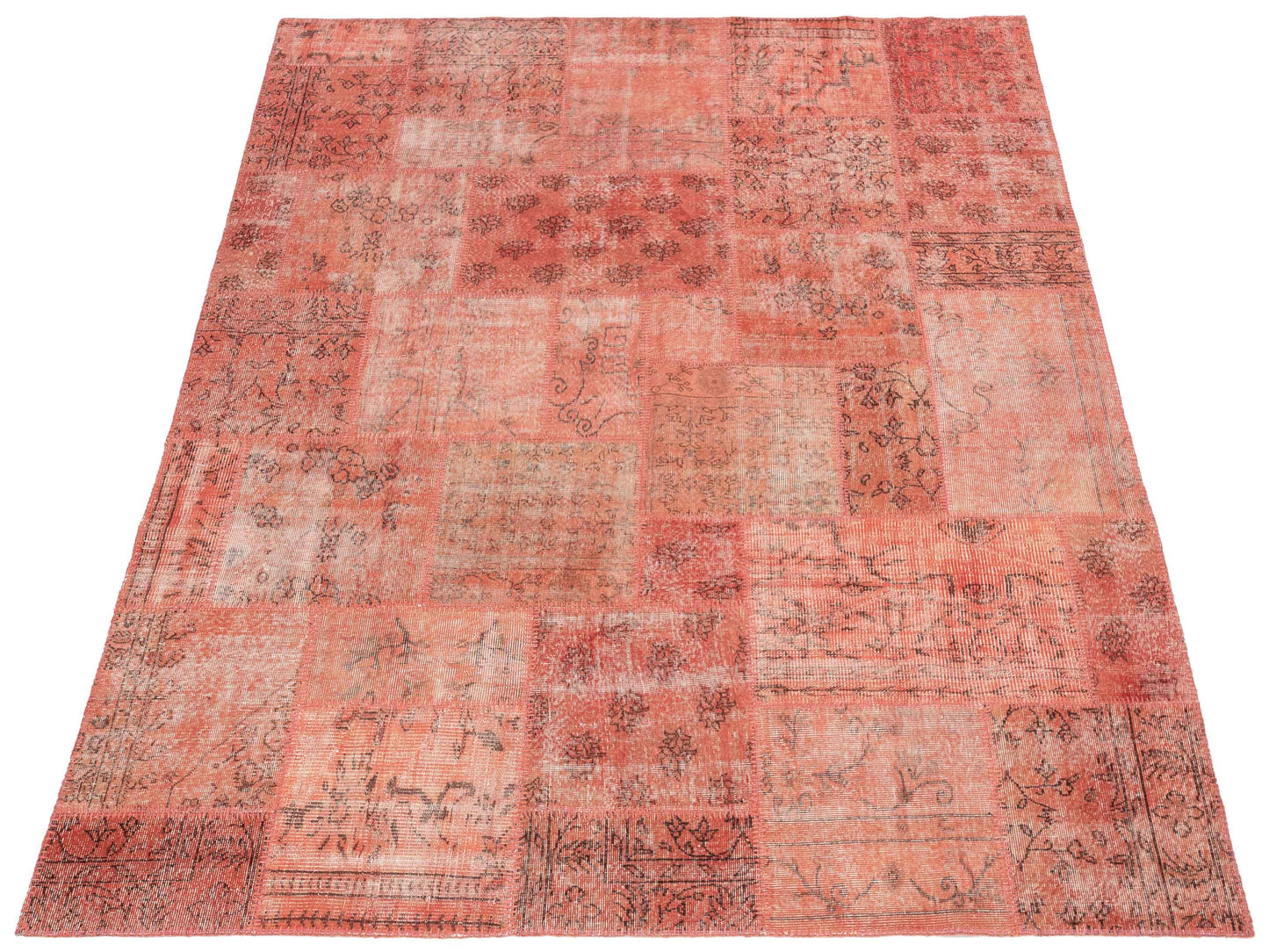 Turkish Vestige Patchwork 140558 Orange 8.1x10 Hand Knotted Rug