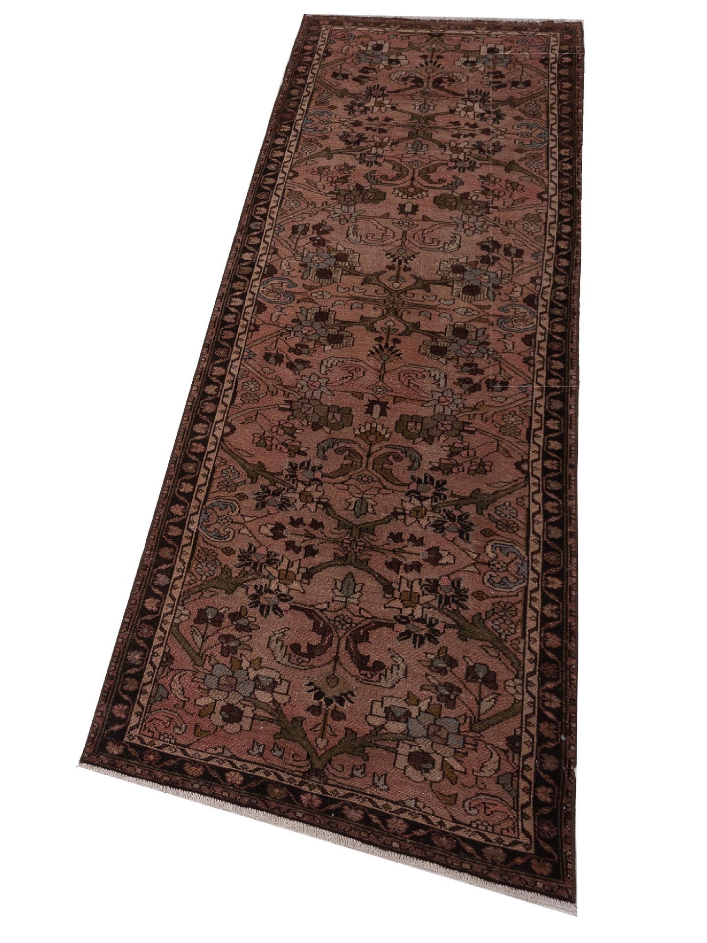Persian 147710 Pink Brown 2.10x9.5 Hand Knotted Rug