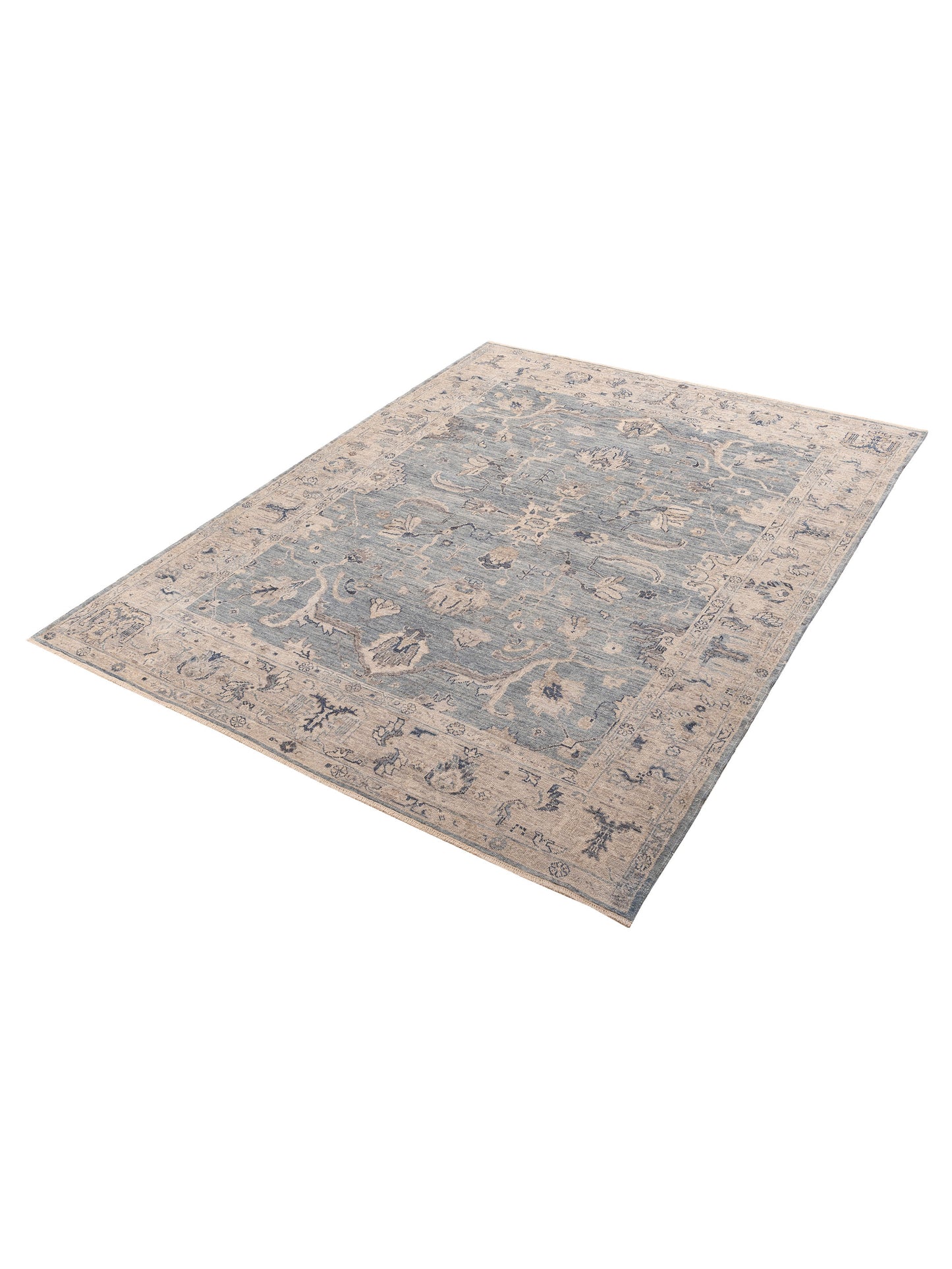 Angora Oushak 156124 Blue Gray 9.1x11.8 Hand Knotted Rug