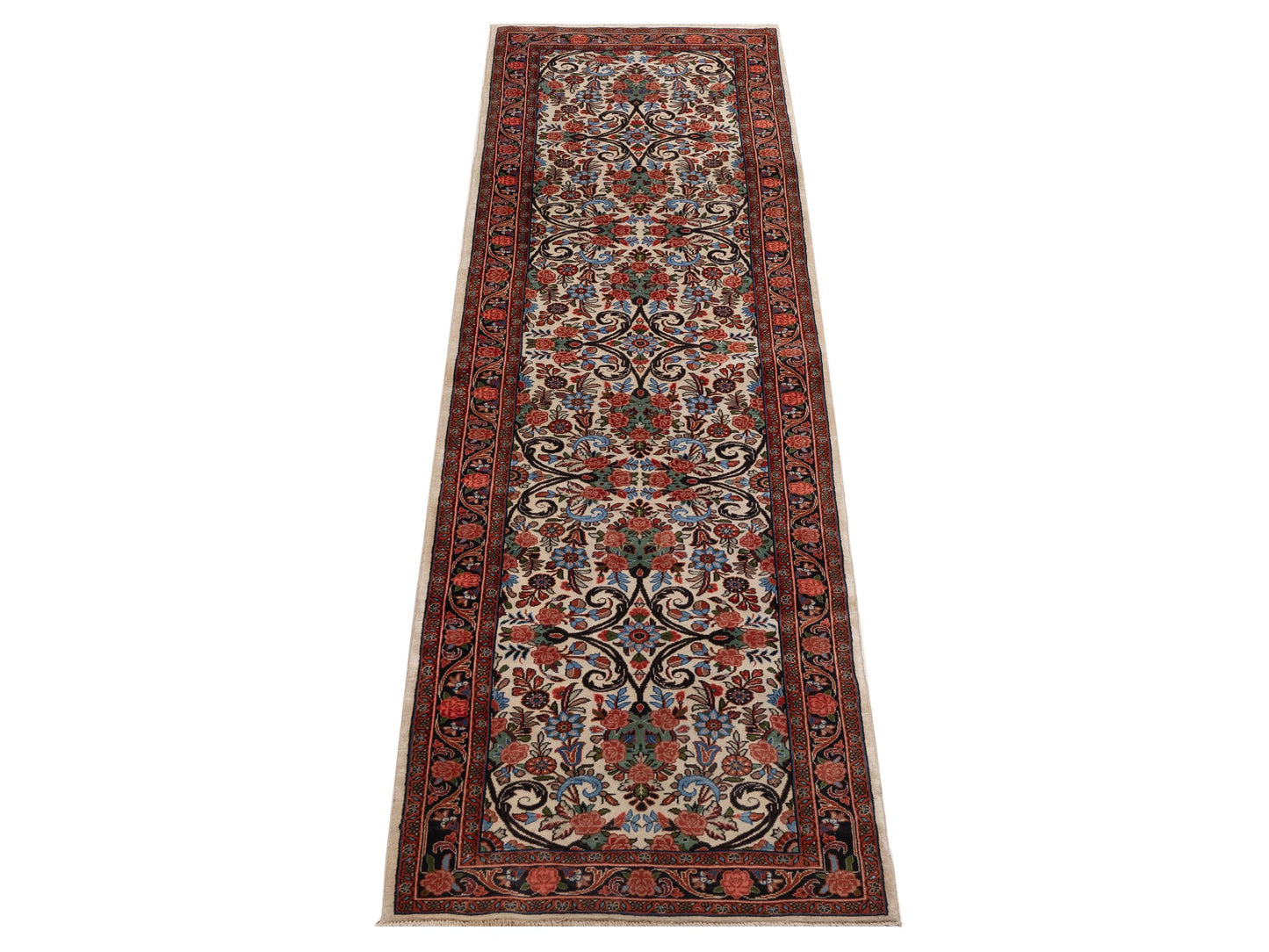 Persian 154355 Ivory Brown 2.8x10 Hand Knotted Rug
