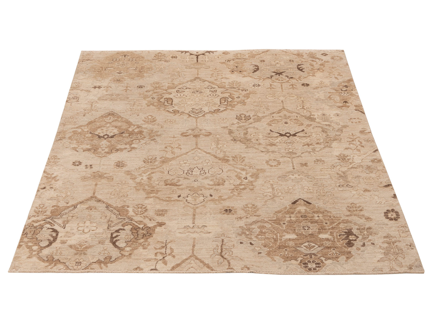 Angora Oushak 154956 Cream Brown 8.4x9.2 Hand Knotted Rug