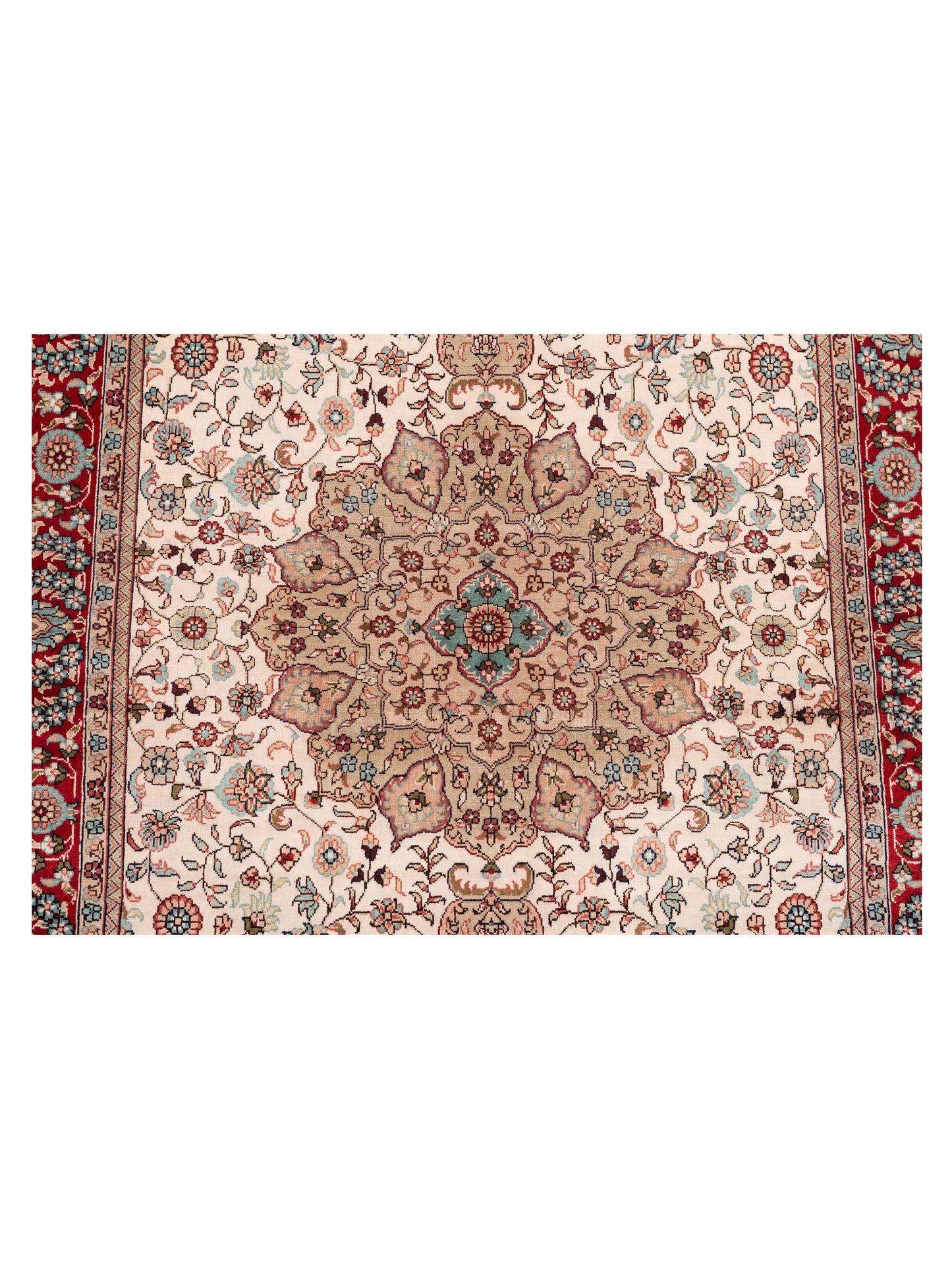 Pure Silk 114512 Ivory Red 3x5.2 Hand Knotted Rug