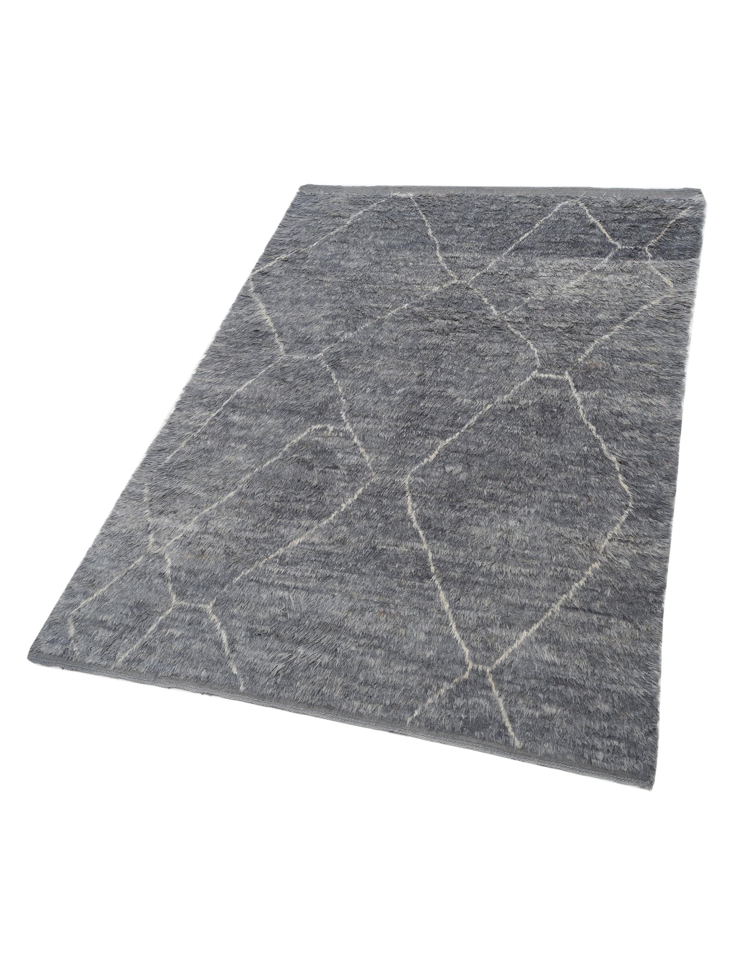 Berber Efes Gray Ivory 7.10x10.8 Hand Knotted Rug