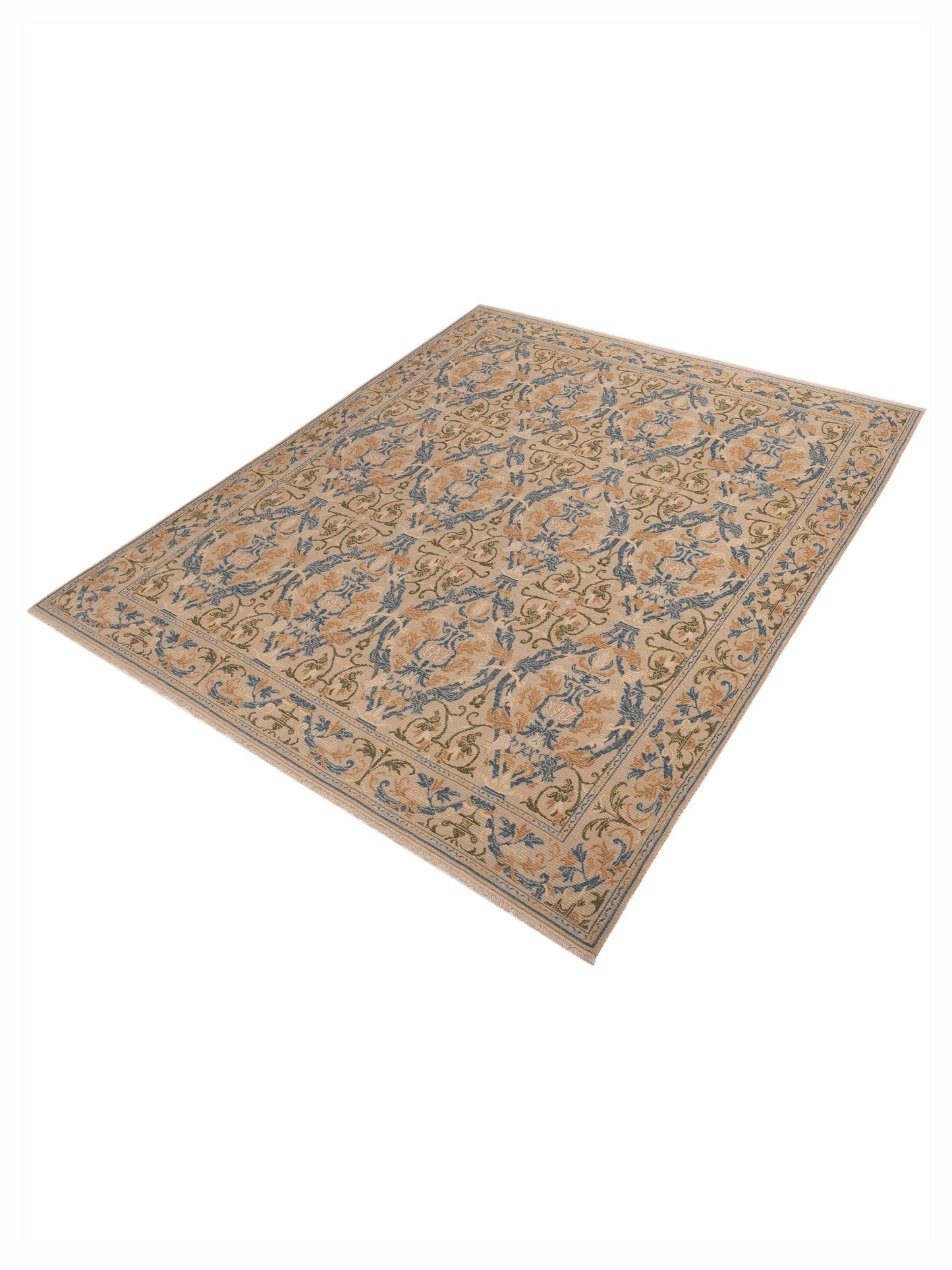 Bouquet 116224 Beige Blue 10.6x12.6 Hand Knotted Rug