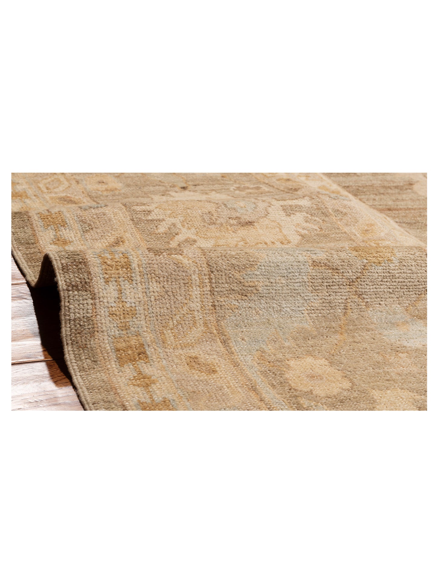Angora Oushak 129081 Green Brown 14.6x17.11 Hand Knotted Rug