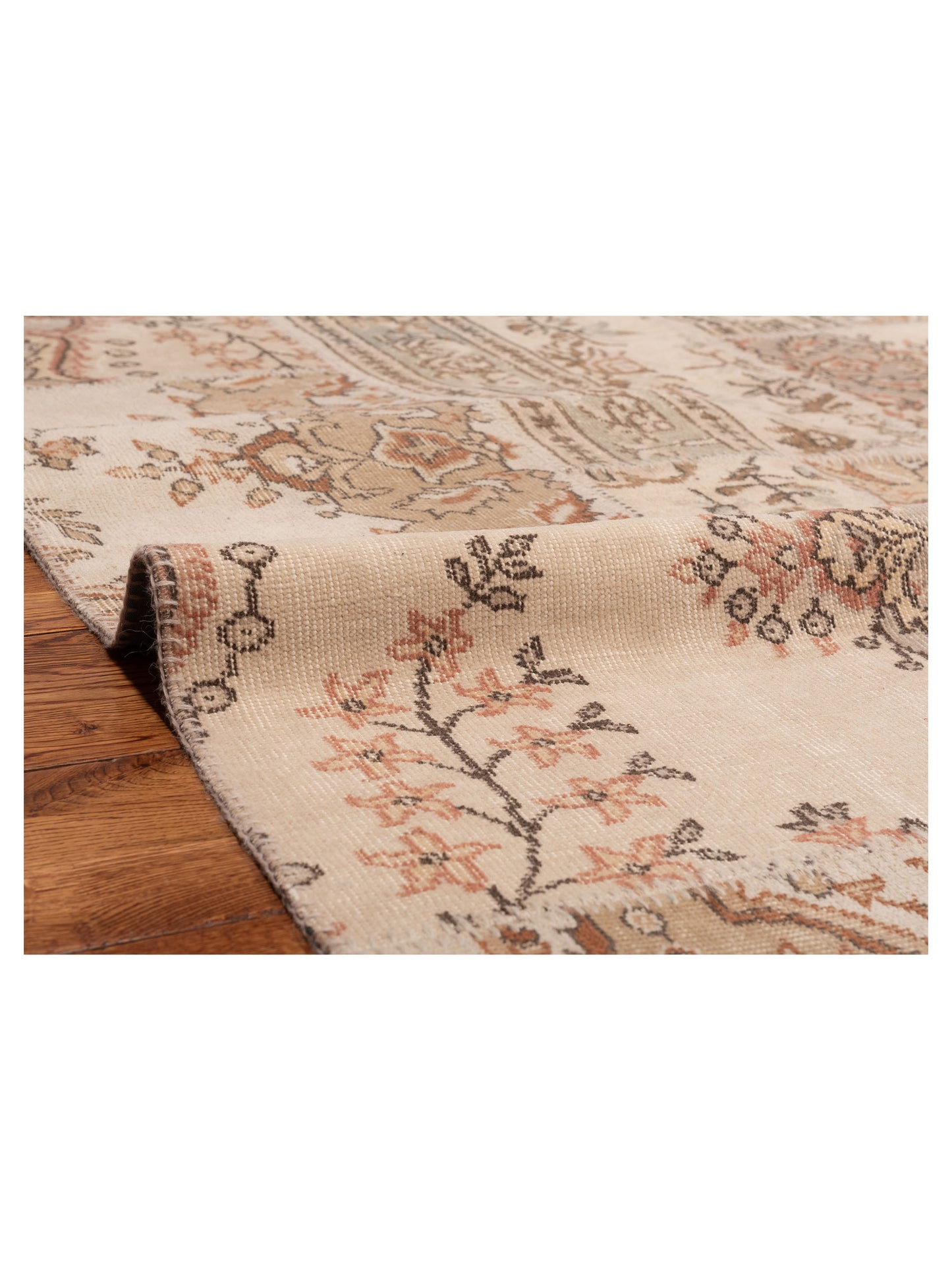 Turkish Vestige Patchwork 109462 Beige Brown 5.9x8.2 Hand Knotted Rug