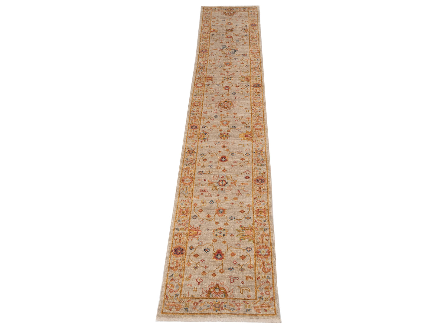 Angora Oushak 146496 Ivory Silver 2.7x14.1 Hand Knotted Rug
