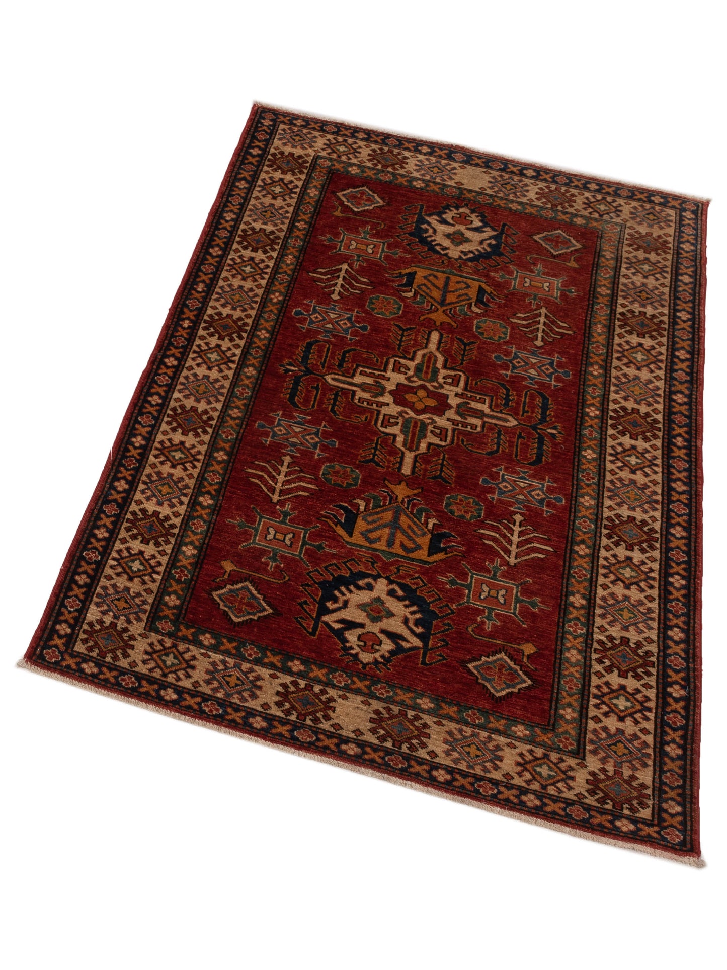 Artisan Kazak 121750 Red Beige 3.10x6 Hand Knotted Rug