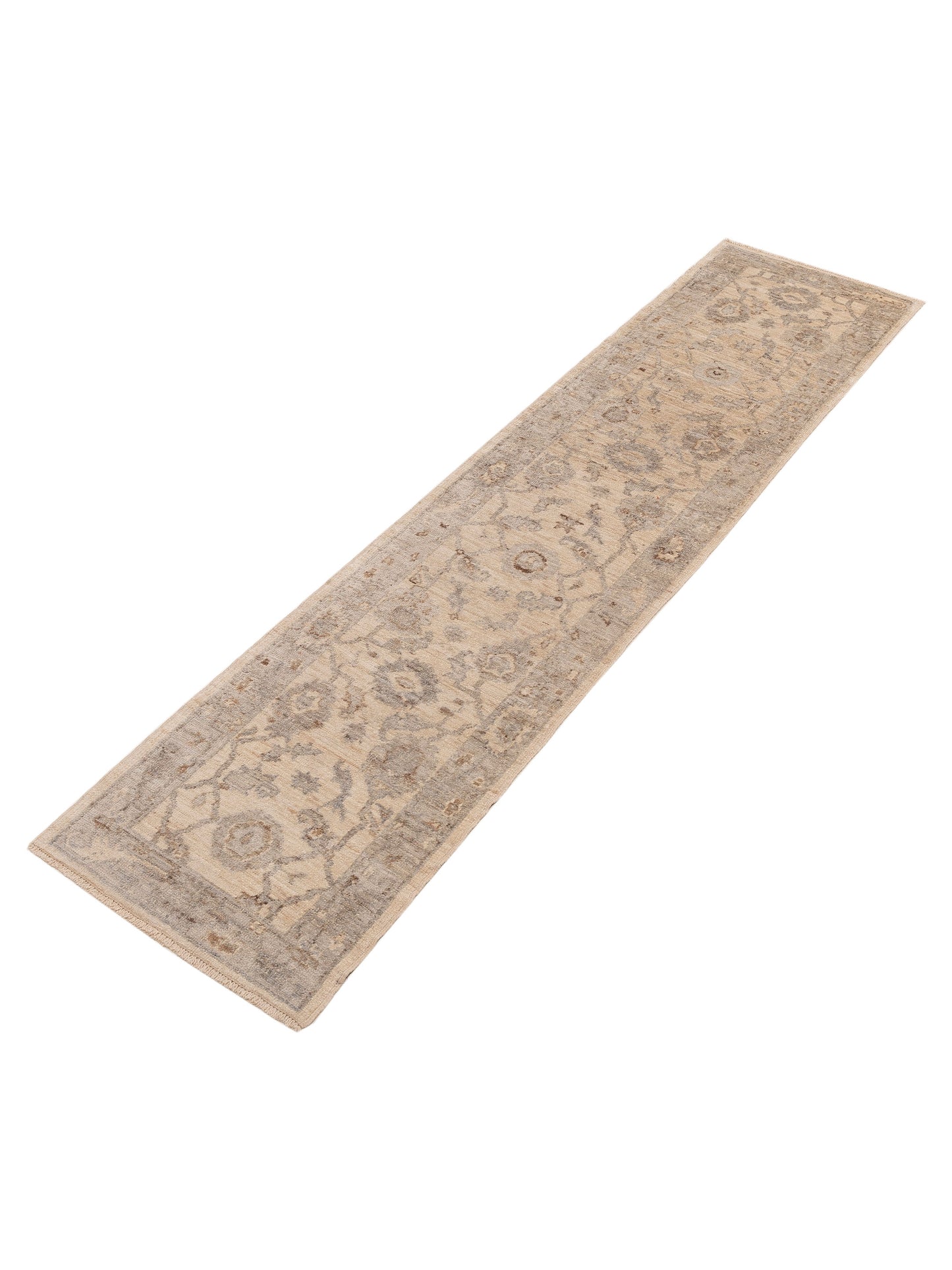 Angora Oushak 153990 Ivory Gray 2.8x11.1 Hand Knotted Rug