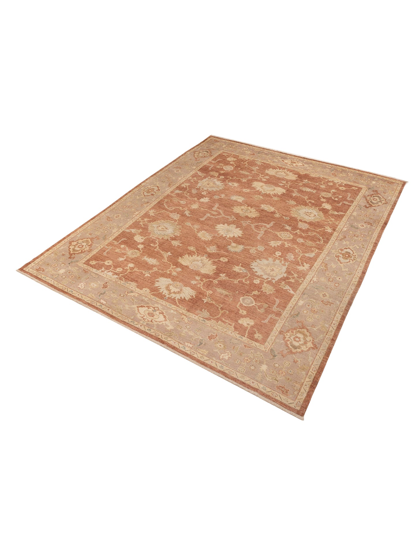 Angora Oushak 128120 Rust Purple 11.9x14.3 Hand Knotted Rug