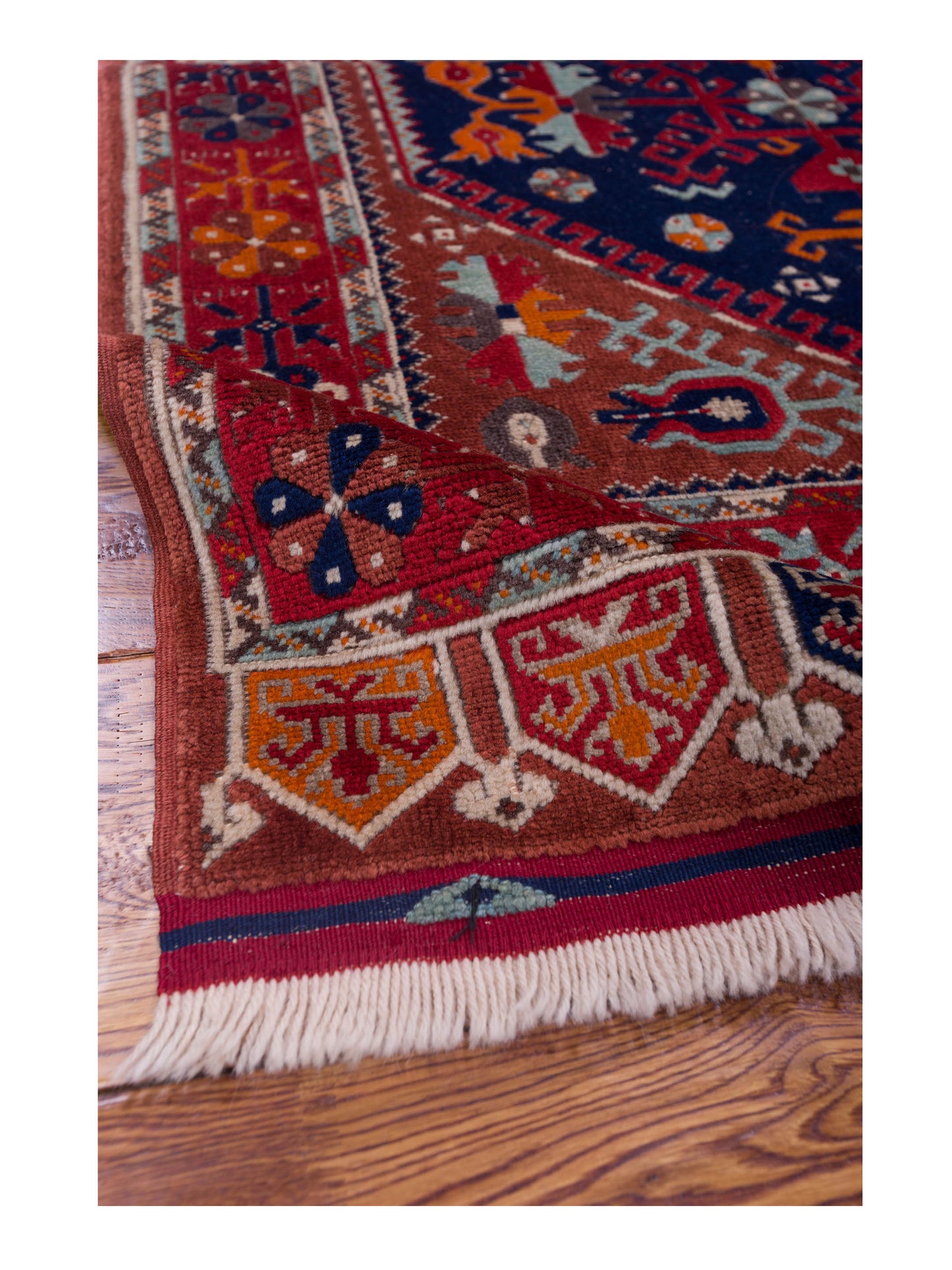 Turkish Shirwan 129694 Navy Red 3.10x5.10 Hand Knotted Rug