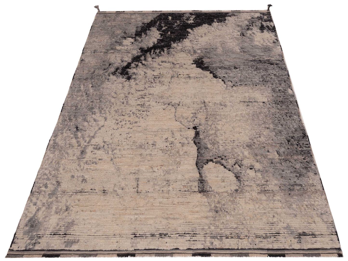 Atlas 148157 Ivory Black 6.1x8.9 Hand Knotted Rug