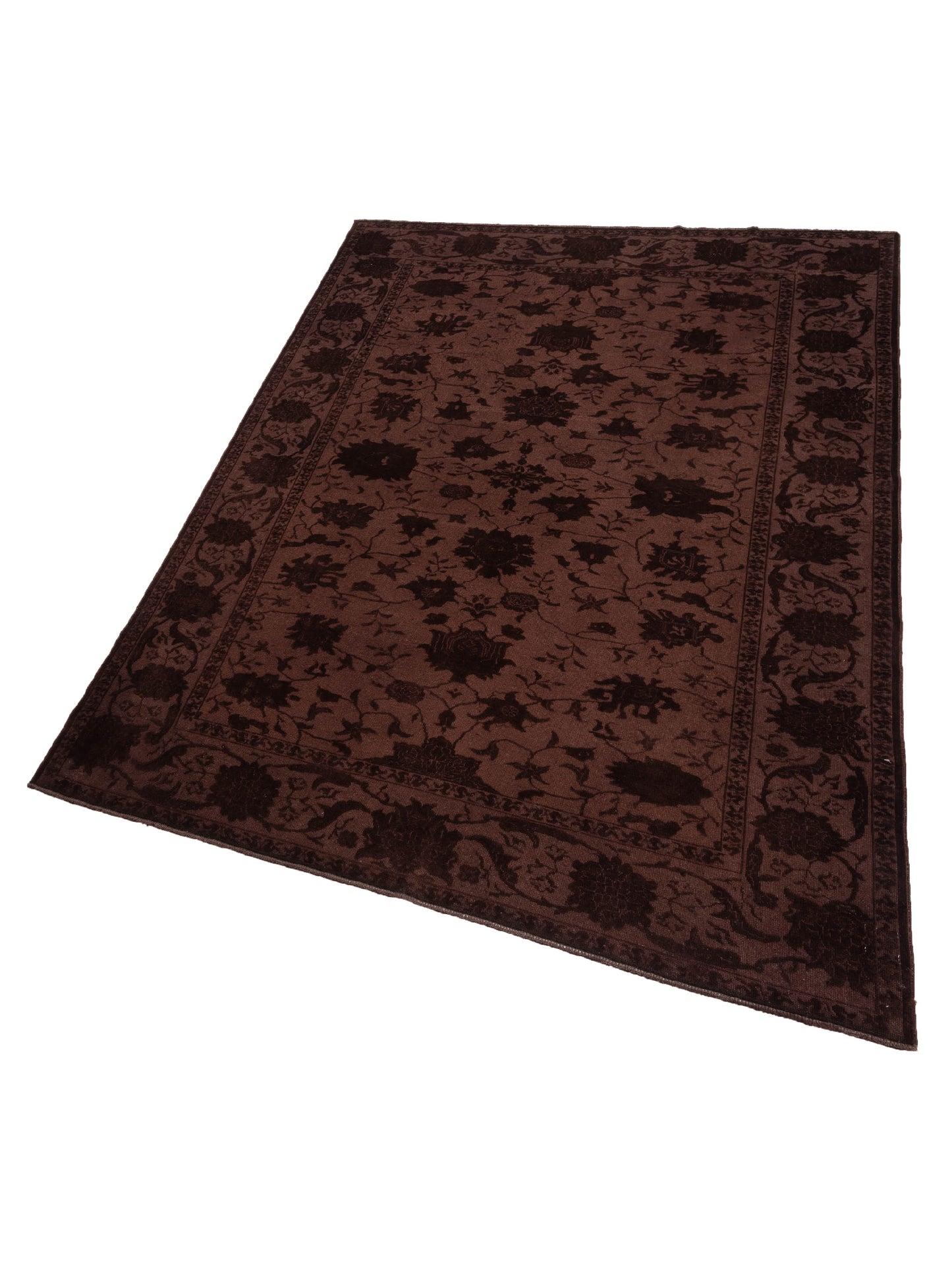 Vintage 105086 Dark Brown 6.8x9.1 Hand Knotted Rug